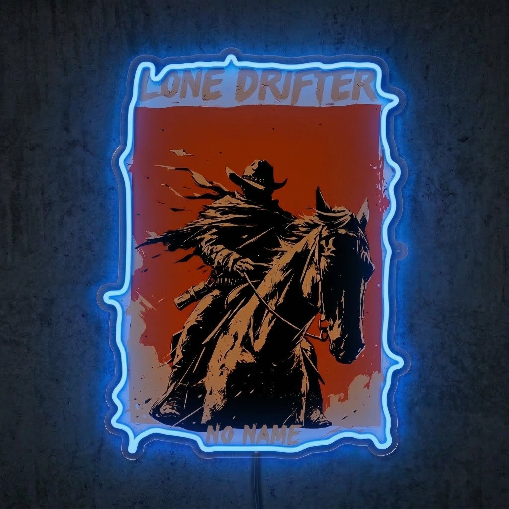 ShineNeon™ Lone Drifter Western Neon Sign Outlaw Cowboy Wall Art Decor USB Powered - Shineneon