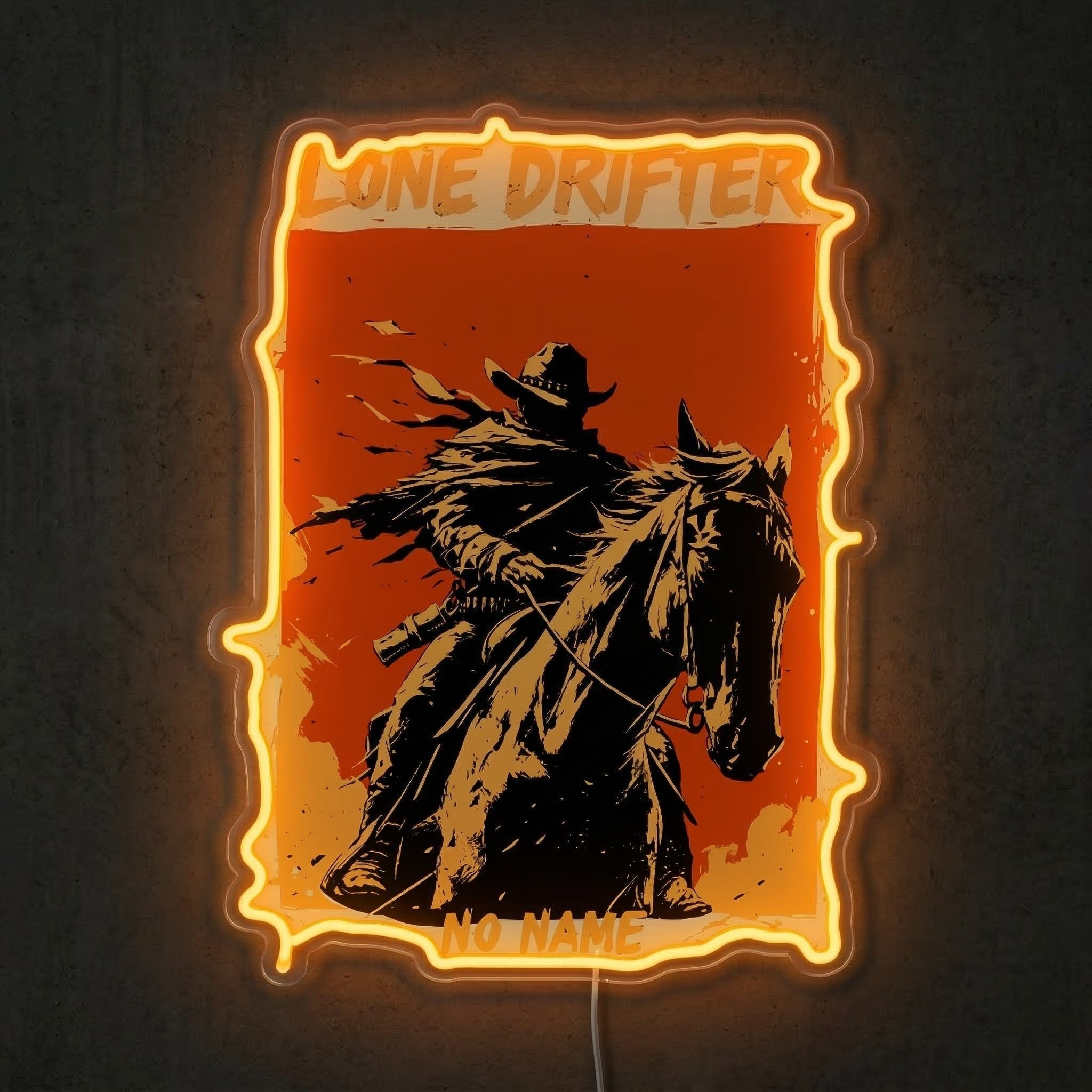 ShineNeon™ Lone Drifter Western Neon Sign Outlaw Cowboy Wall Art Decor USB Powered - Shineneon