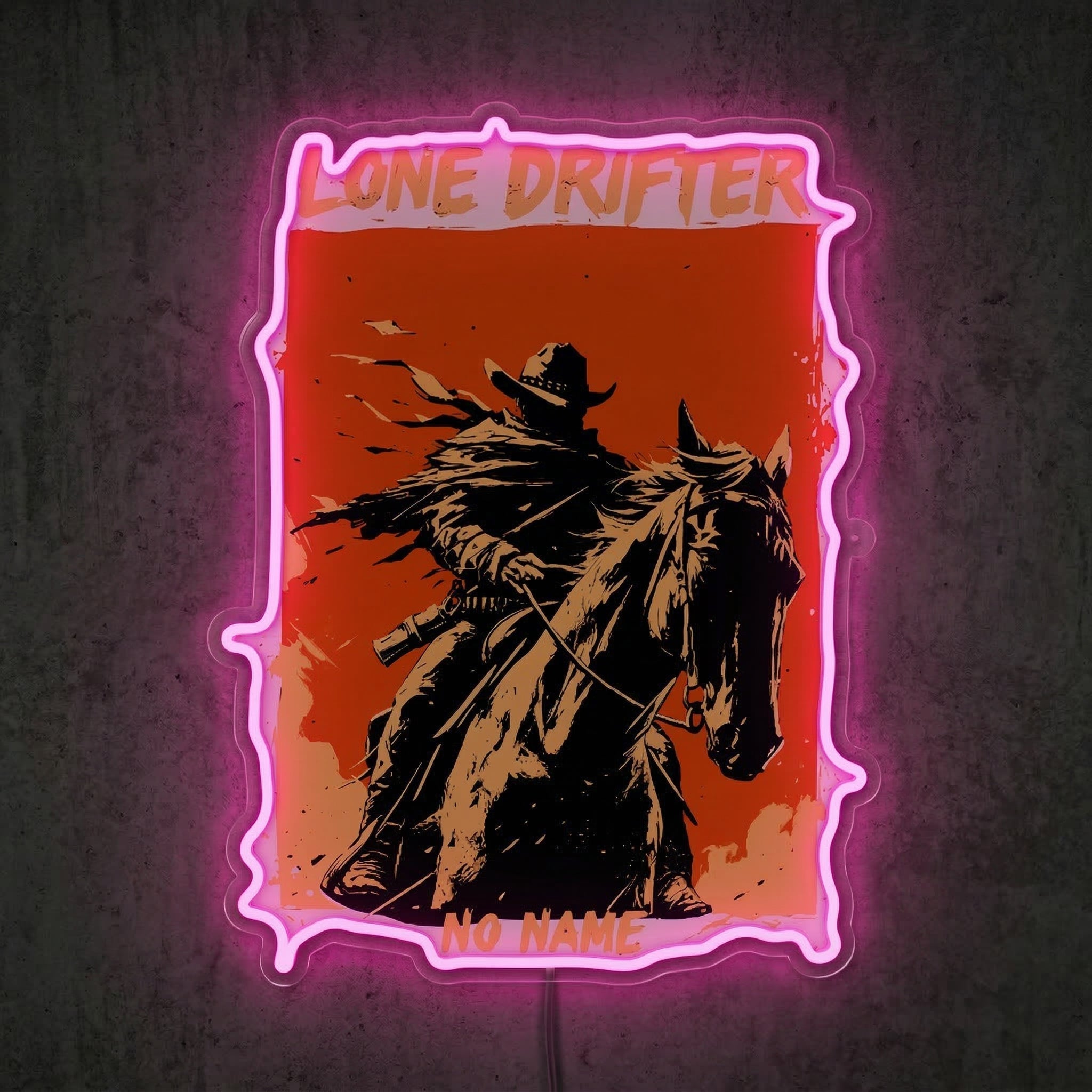 ShineNeon™ Lone Drifter Western Neon Sign Outlaw Cowboy Wall Art Decor USB Powered - Shineneon