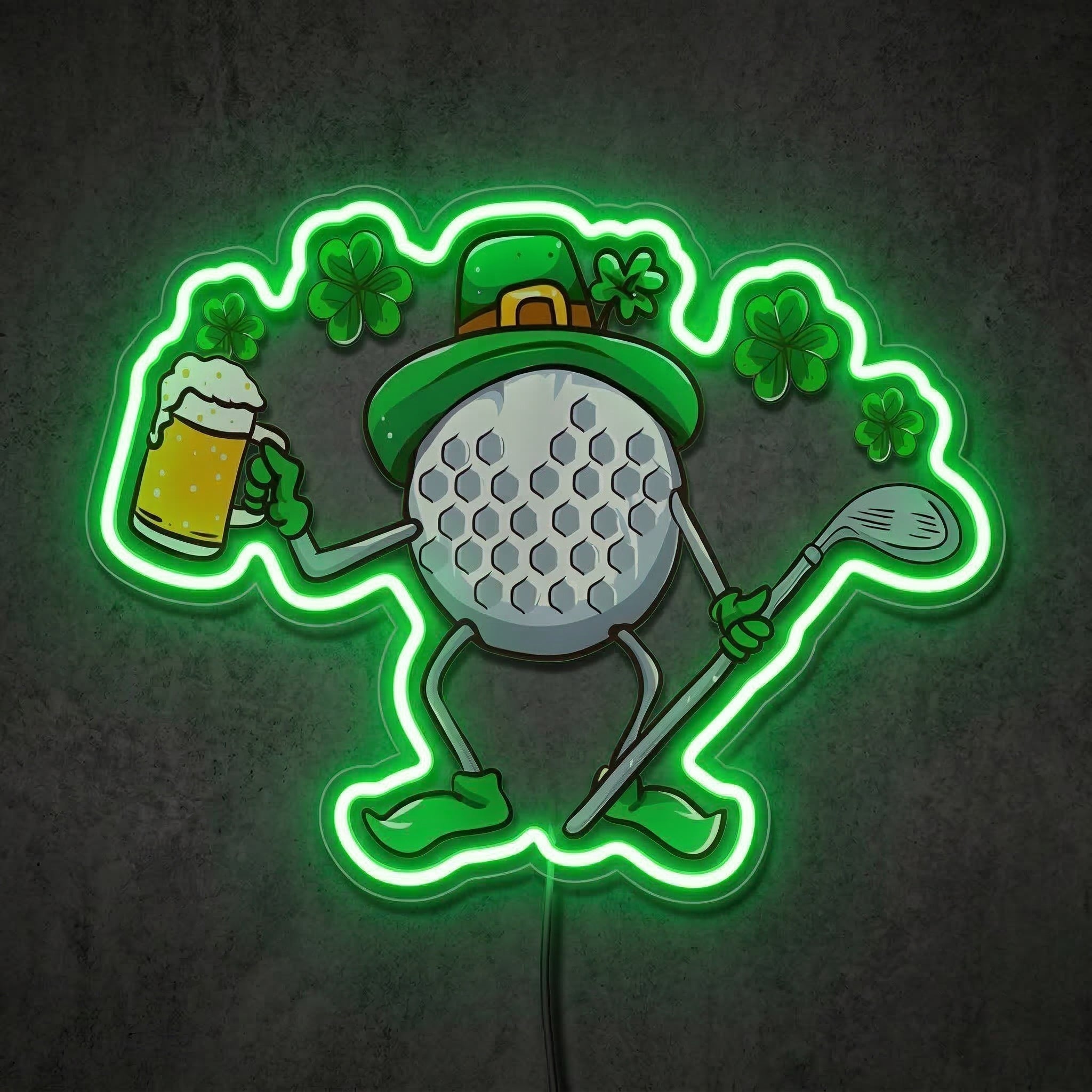 ShineNeon™ Lucky Golf Ball Neon Sign St. Patrick’s Day 19th Hole Decor USB Power Neon Sign - Shineneon
