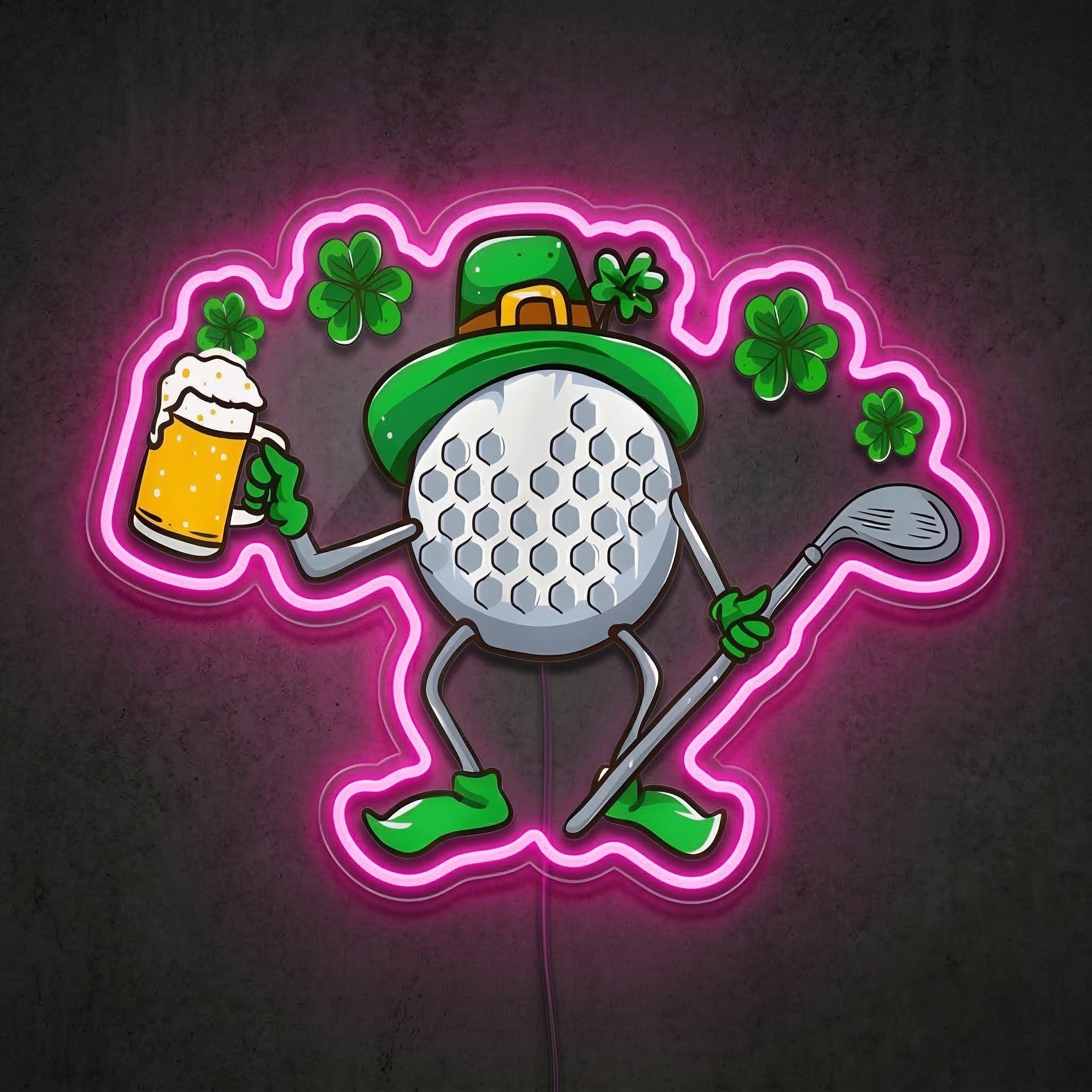 ShineNeon™ Lucky Golf Ball Neon Sign St. Patrick’s Day 19th Hole Decor USB Power Neon Sign - Shineneon