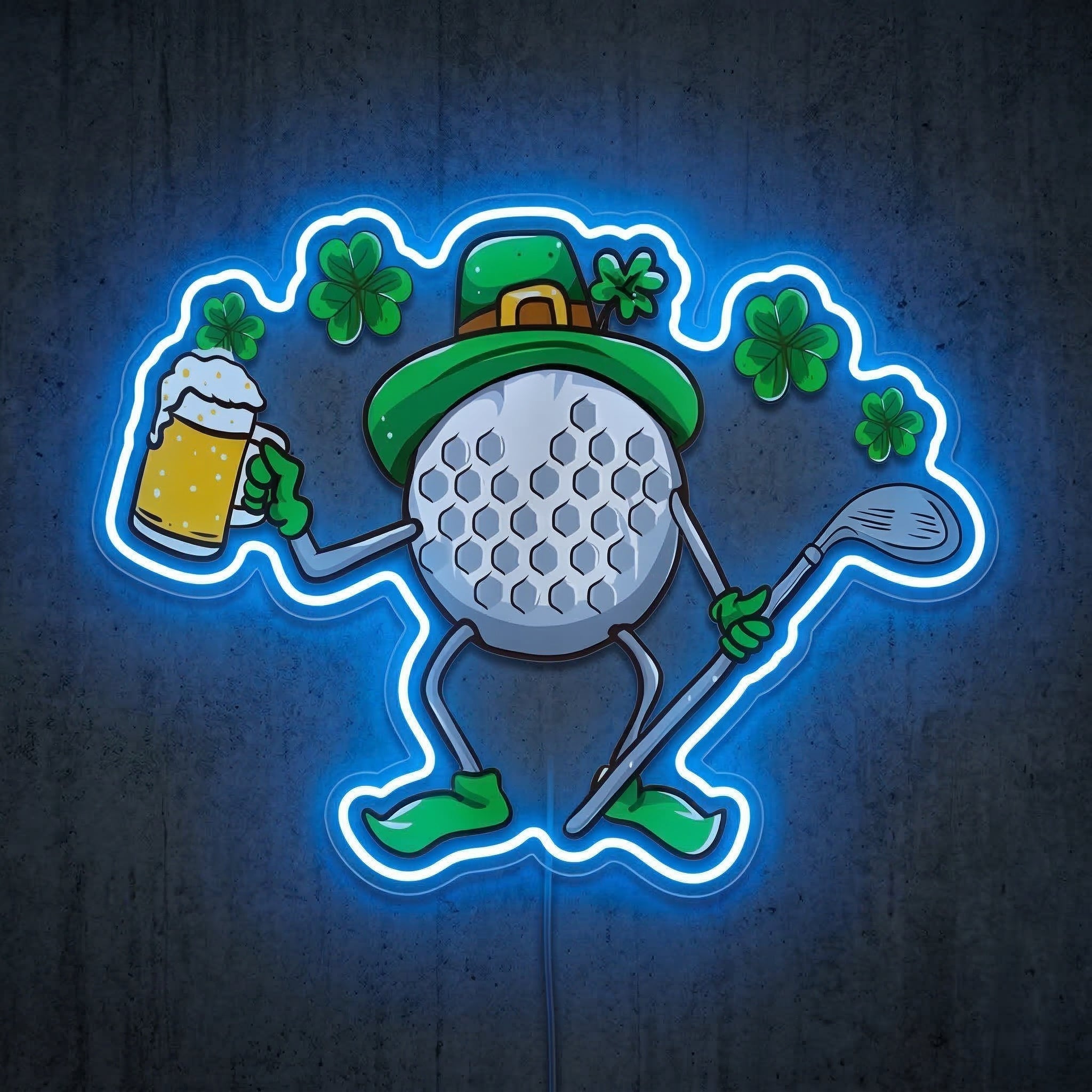 ShineNeon™ Lucky Golf Ball Neon Sign St. Patrick’s Day 19th Hole Decor USB Power Neon Sign - Shineneon