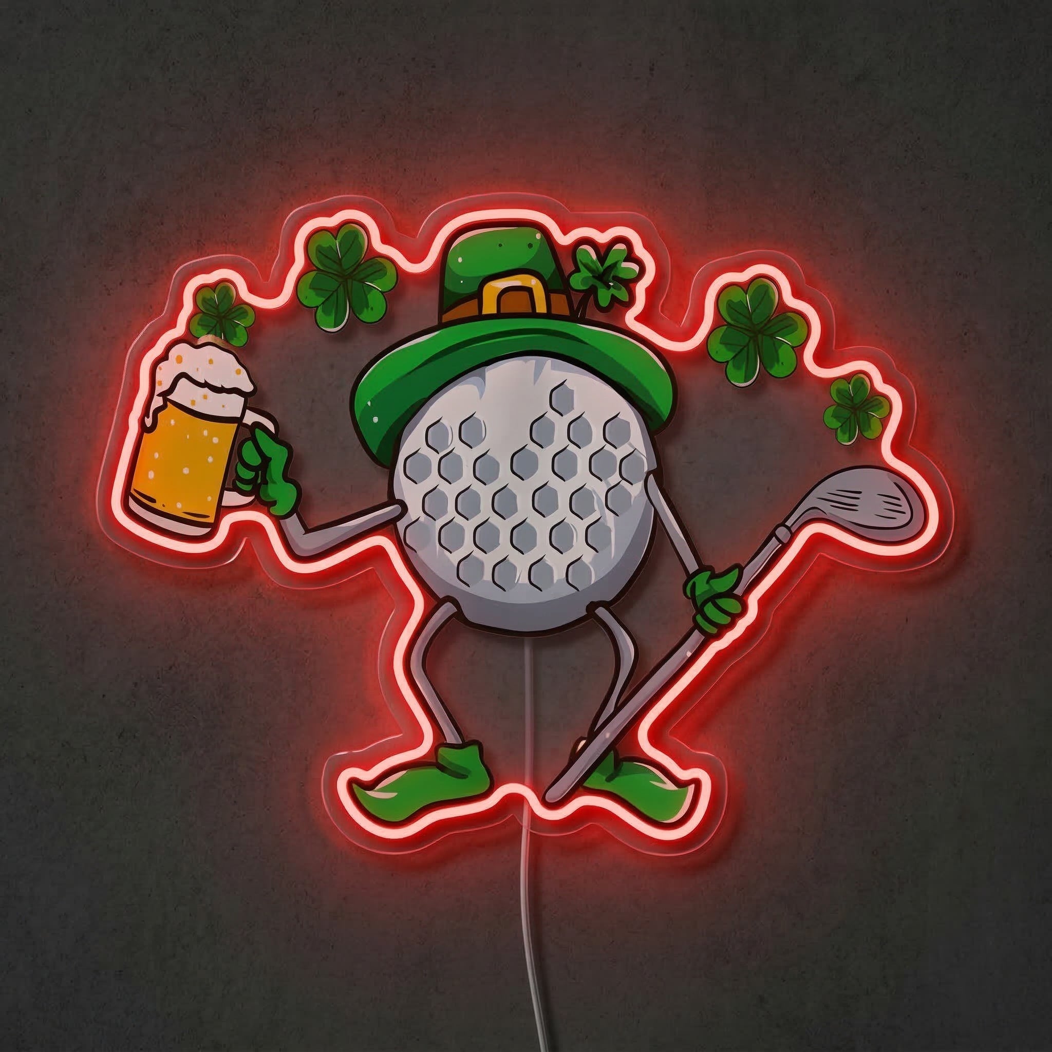 ShineNeon™ Lucky Golf Ball Neon Sign St. Patrick’s Day 19th Hole Decor USB Power Neon Sign - Shineneon