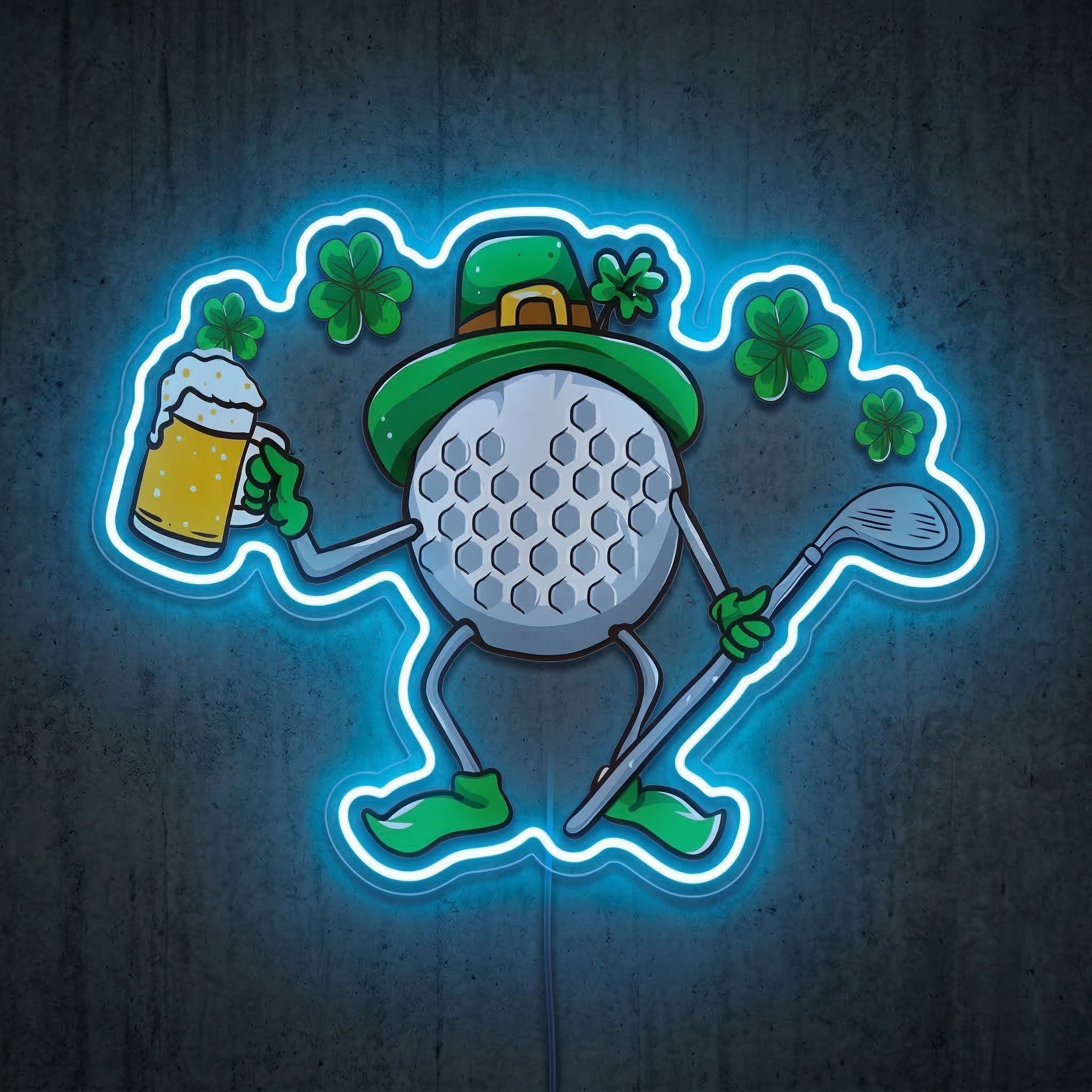 ShineNeon™ Lucky Golf Ball Neon Sign St. Patrick’s Day 19th Hole Decor USB Power Neon Sign - Shineneon