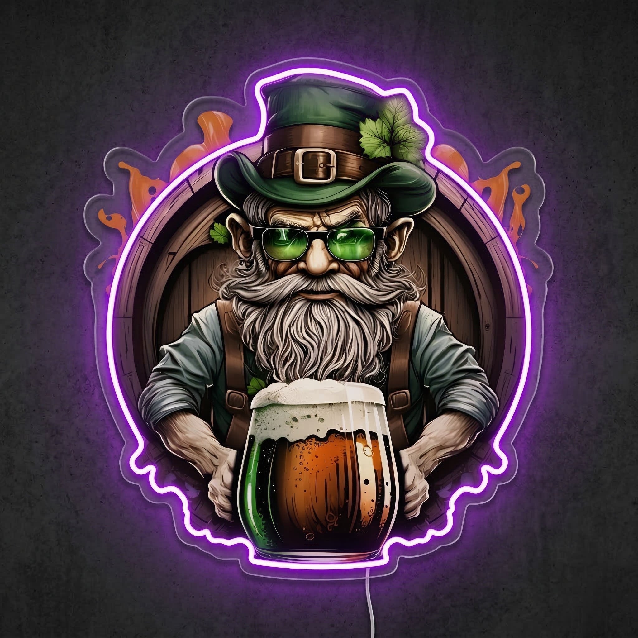 ShineNeon™ Lucky Leprechaun Beer Barrel Neon Sign St. Patrick’s Day Man Cave Decor USB Power - Shineneon