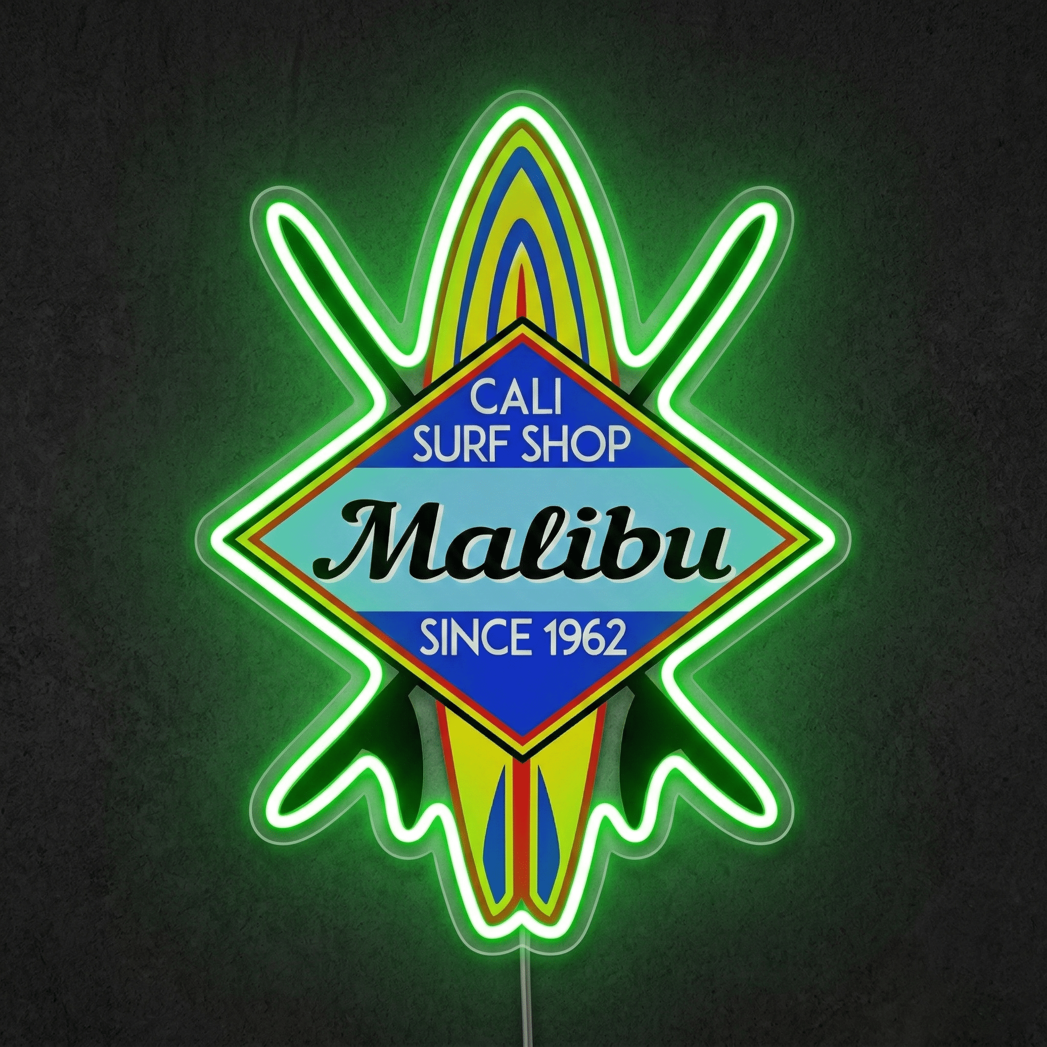 ShineNeon™ Malibu Cali Surf Shop LED Neon Sign - Retro Beach Vibe Wall Decor (USB Powered) - Shineneon