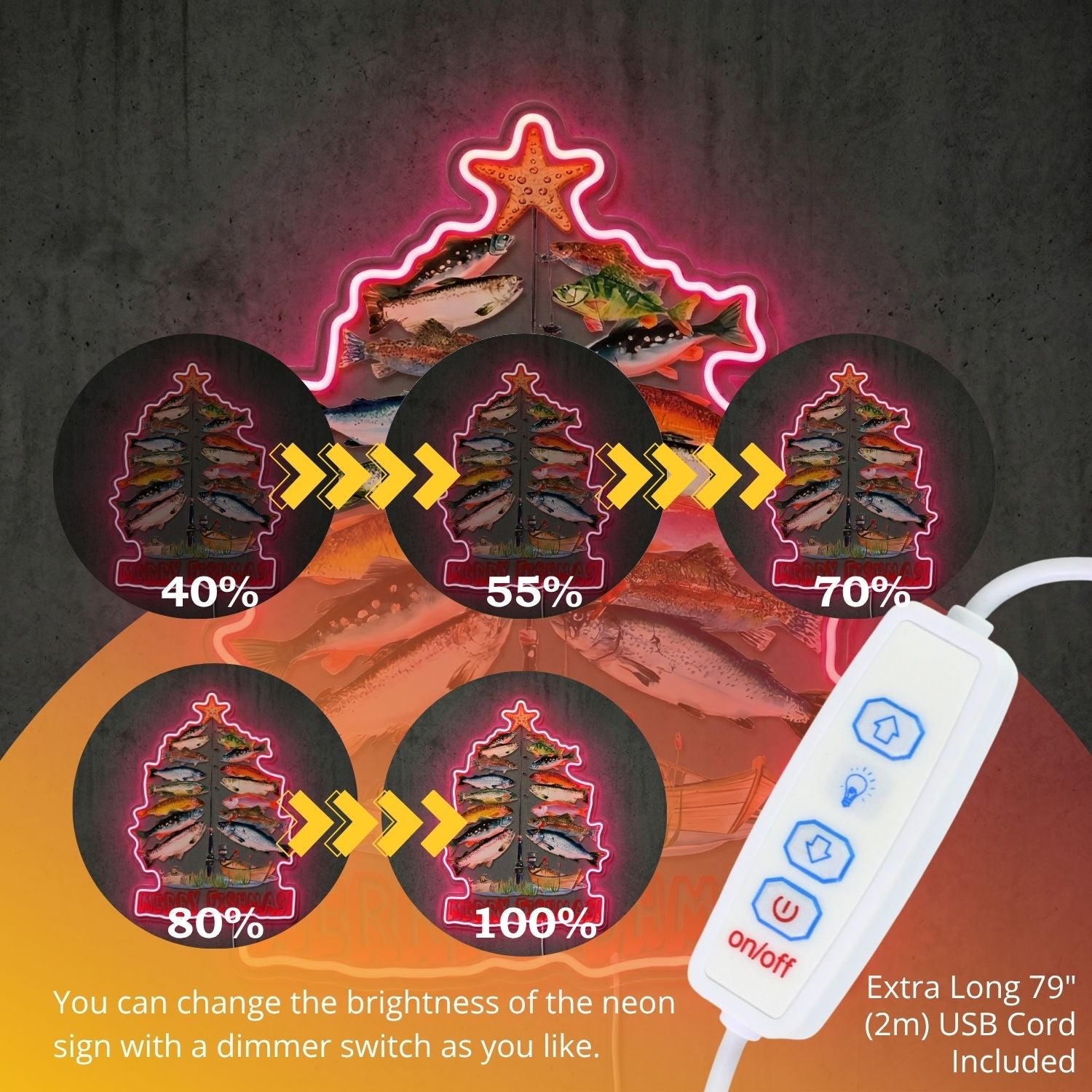 ShineNeon™ Merry Fishmas Tree neon sign USB Power - Shineneon