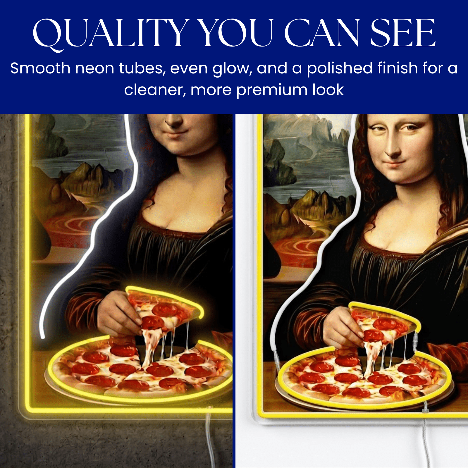 ShineNeon™ Mona Lisa Eating Pizza Classic Art Neon Sign USB Power - Shineneon