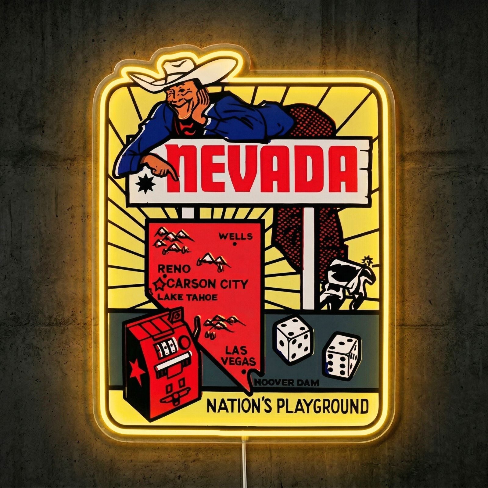 ShineNeon™ Nevada Retro Poster neon sign USB Power - Shineneon