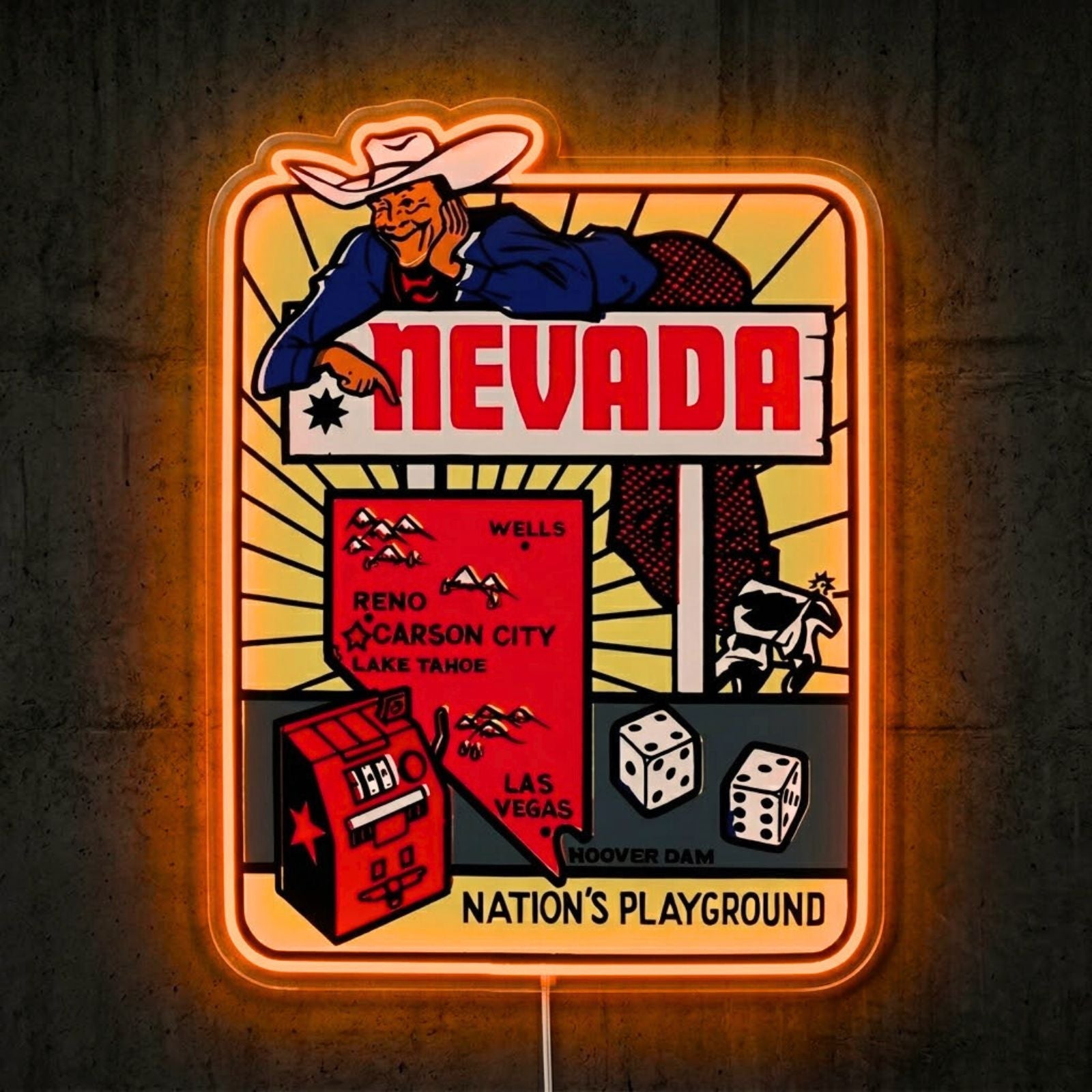 ShineNeon™ Nevada Retro Poster neon sign USB Power - Shineneon