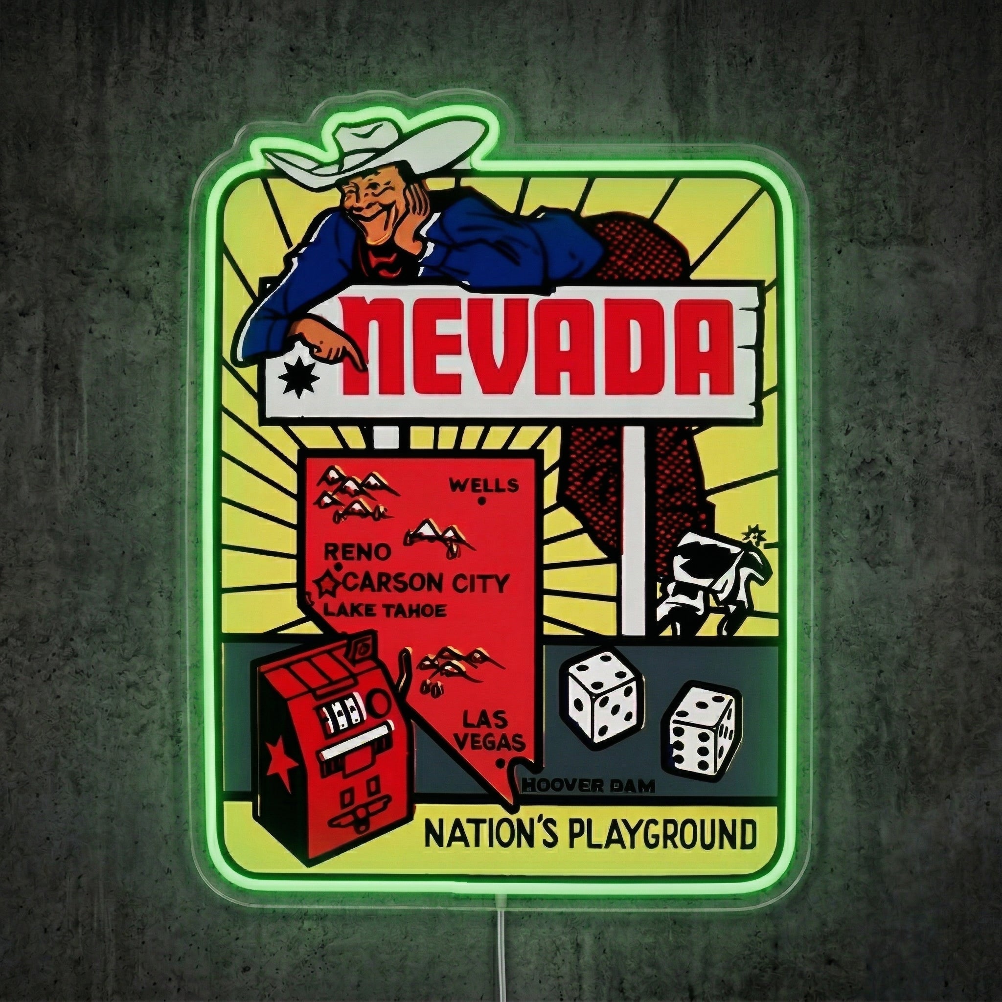 ShineNeon™ Nevada Retro Poster neon sign USB Power - Shineneon