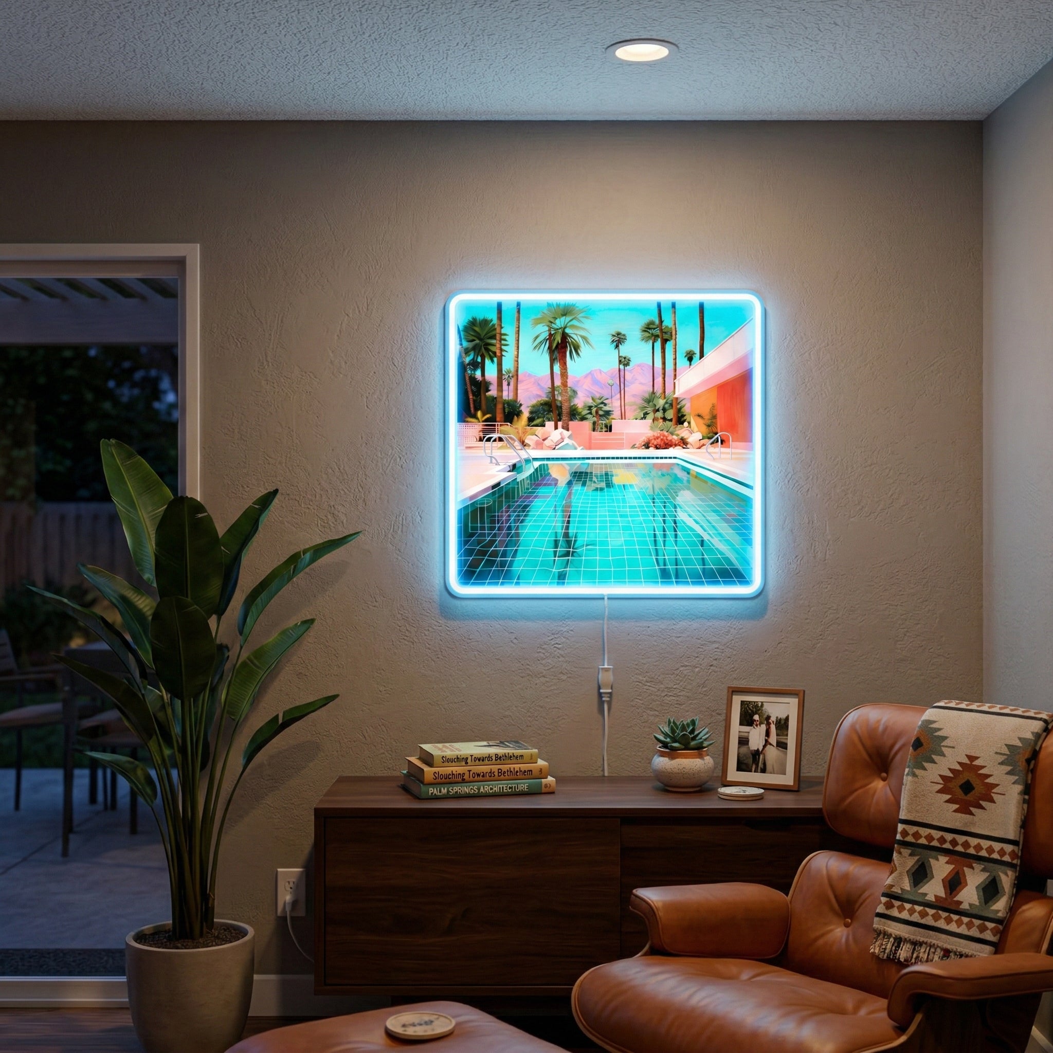 ShineNeon™ Palm Springs Poolside LED Neon Sign - Retro Desert Art USB Powered Wall Decor - Shineneon