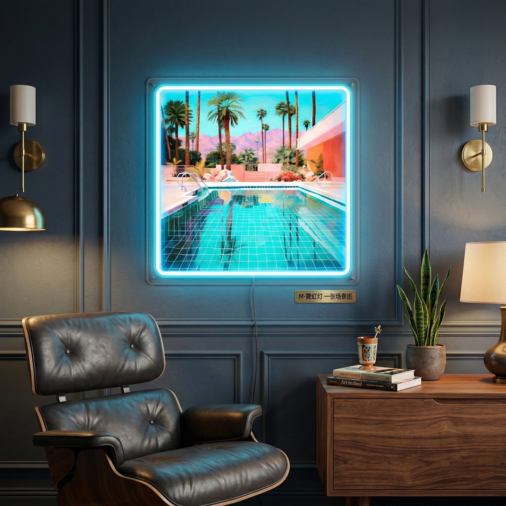 ShineNeon™ Palm Springs Poolside LED Neon Sign - Retro Desert Art USB Powered Wall Decor - Shineneon