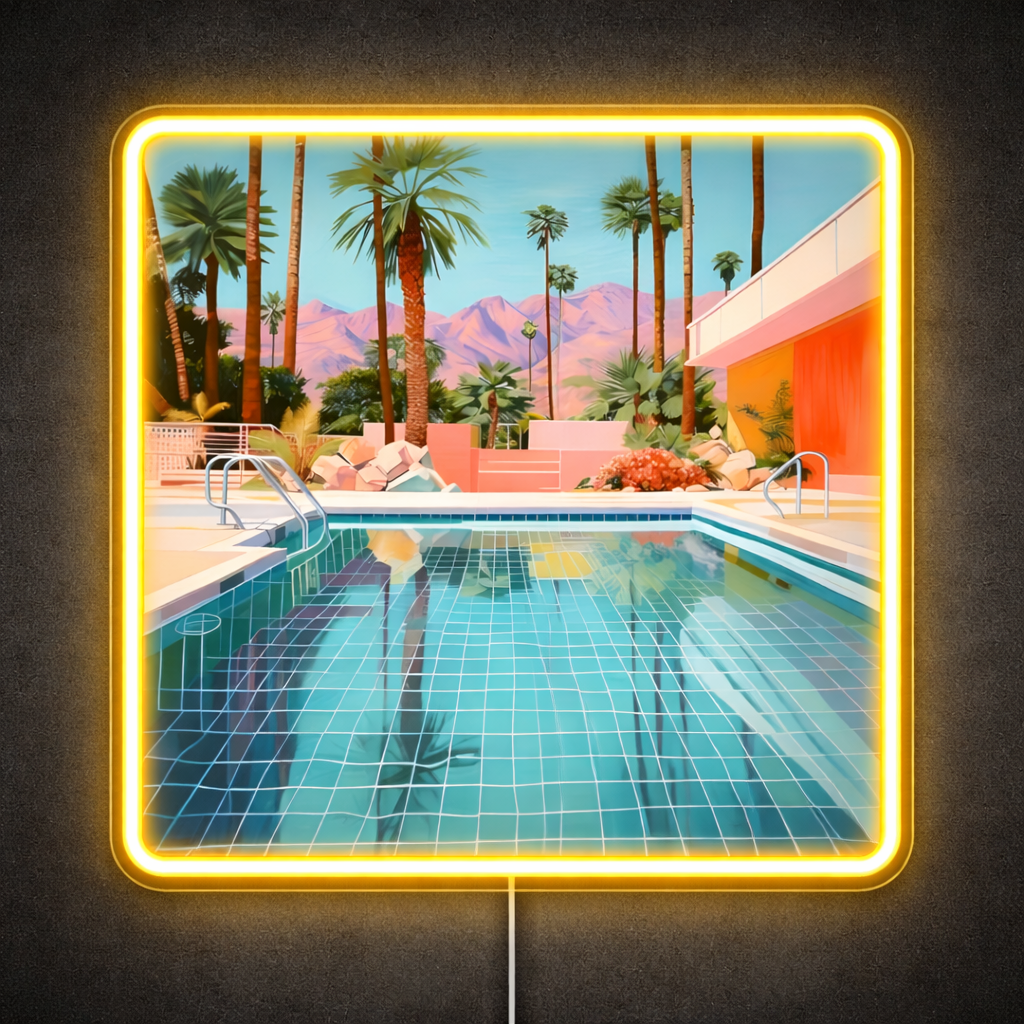 ShineNeon™ Palm Springs Poolside LED Neon Sign - Retro Desert Art USB Powered Wall Decor - Shineneon