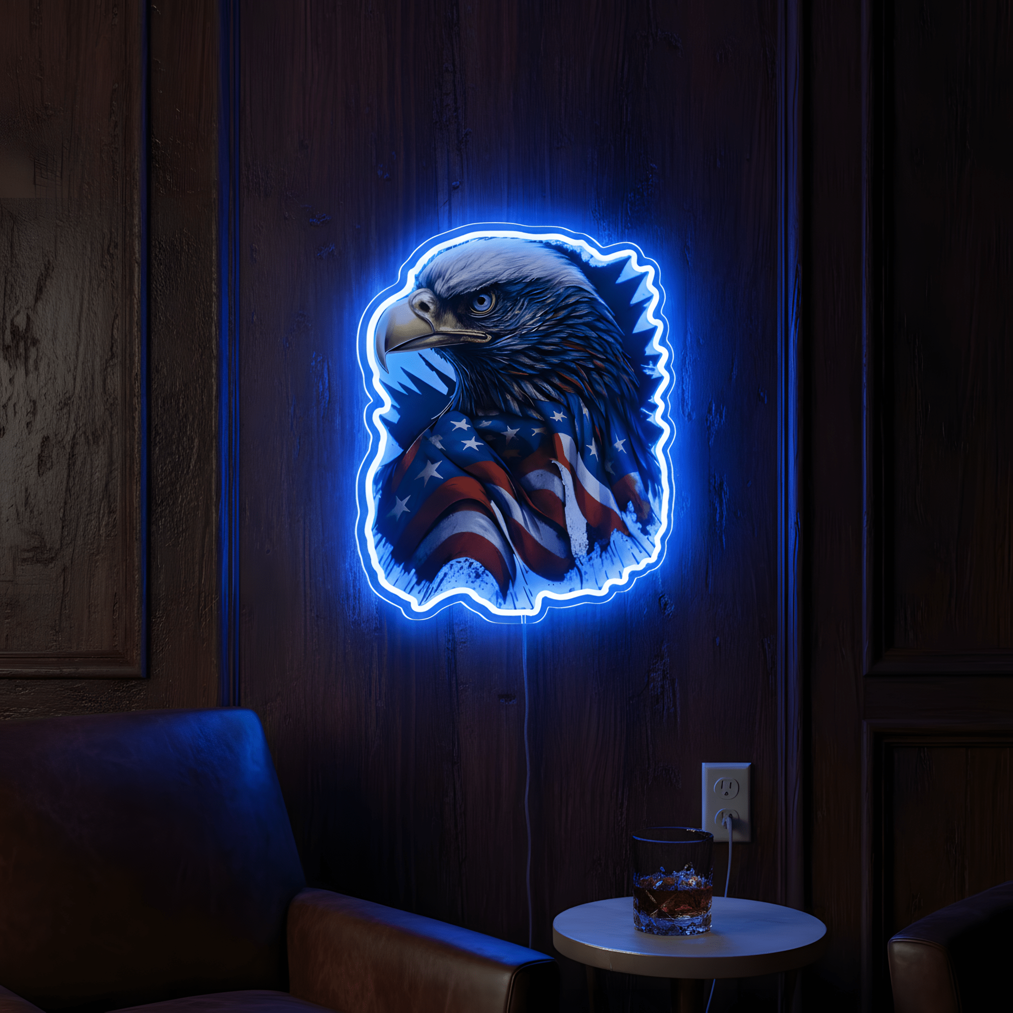 ShineNeon™ Patriotic American Eagle LED Sign - US Flag Wall Decor for Man Cave & Garage - Shineneon