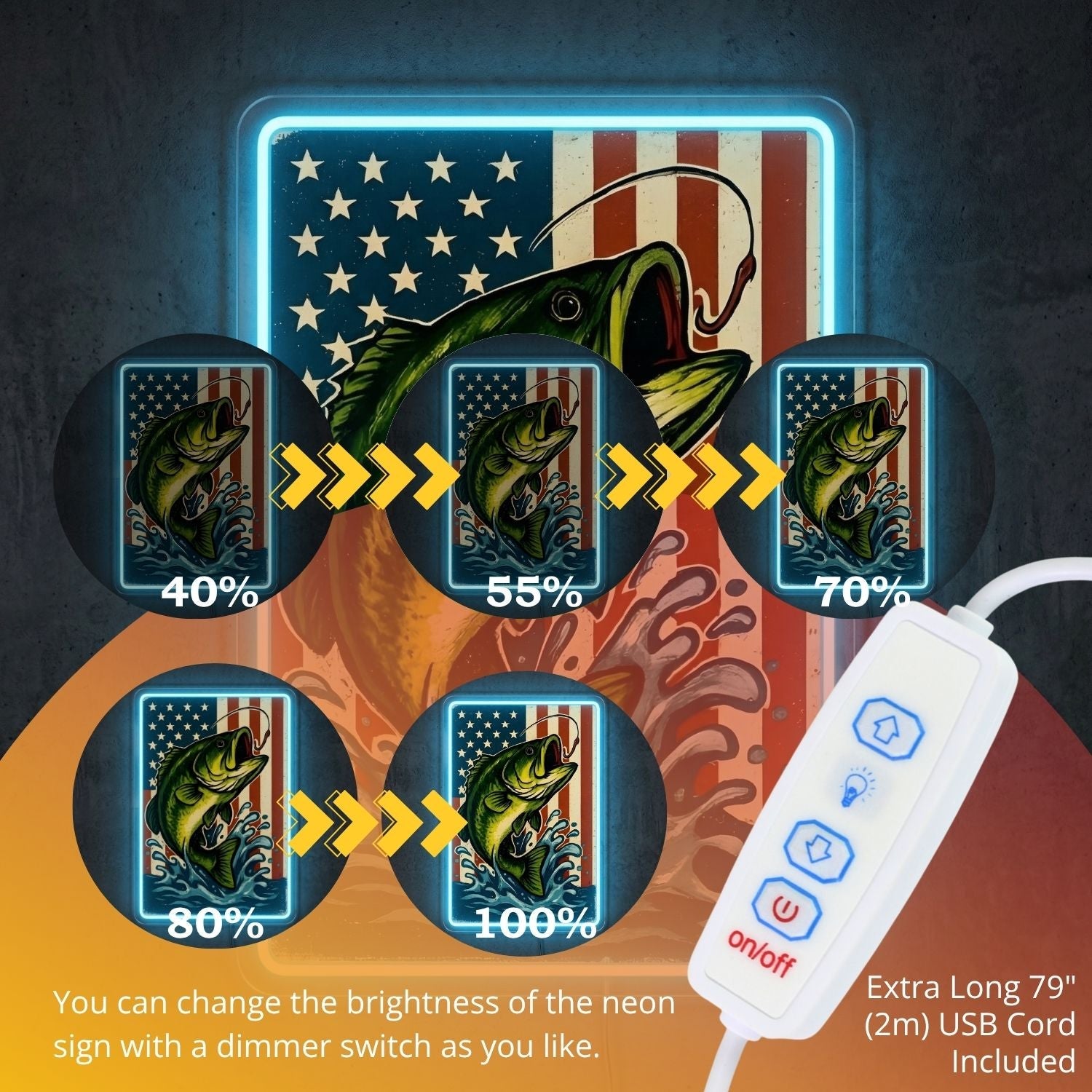 ShineNeon™ Patriotic Bass Flag neon sign USB Power - Shineneon