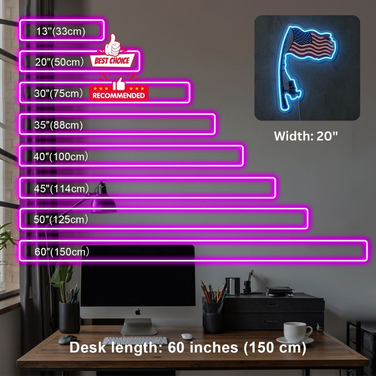 ShineNeon™ Patriotic Fishing Rod Neon Sign American Flag Bass Decor USB Powered Neon Sign - Shineneon