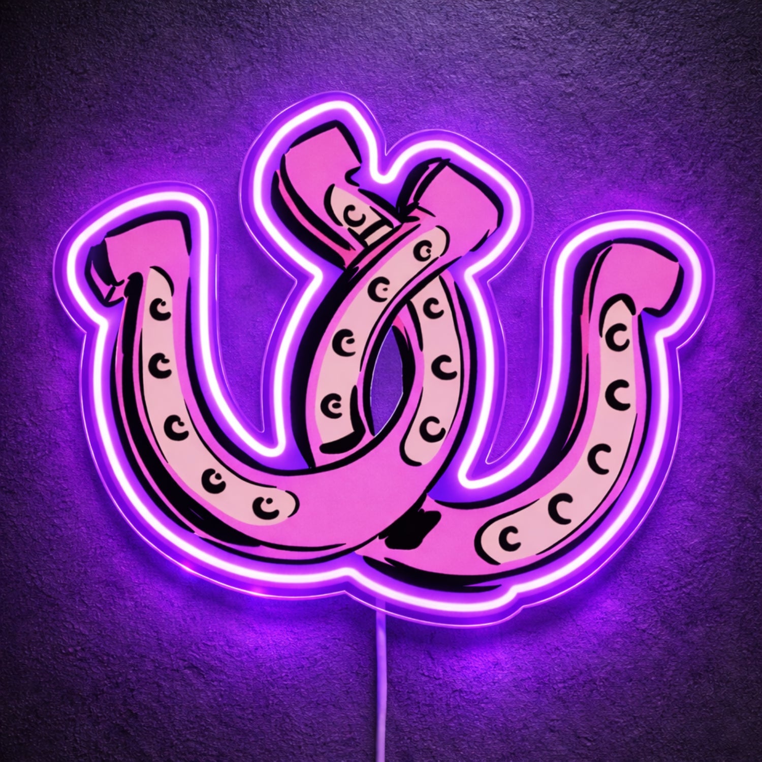 ShineNeon™ Pink Double Horseshoe LED Neon Sign Western Lucky Charm Wall Decor USB Power - Shineneon