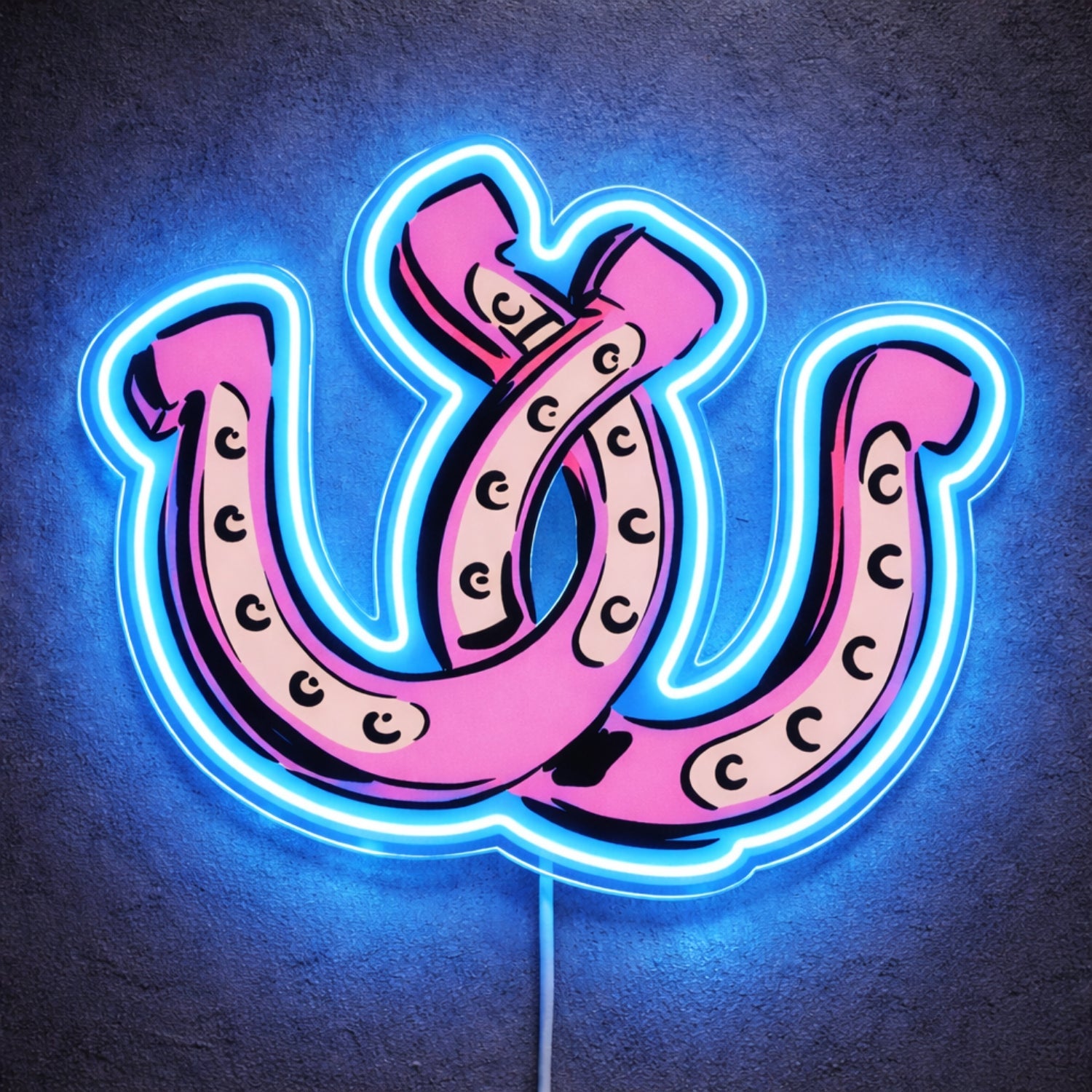 ShineNeon™ Pink Double Horseshoe LED Neon Sign Western Lucky Charm Wall Decor USB Power - Shineneon