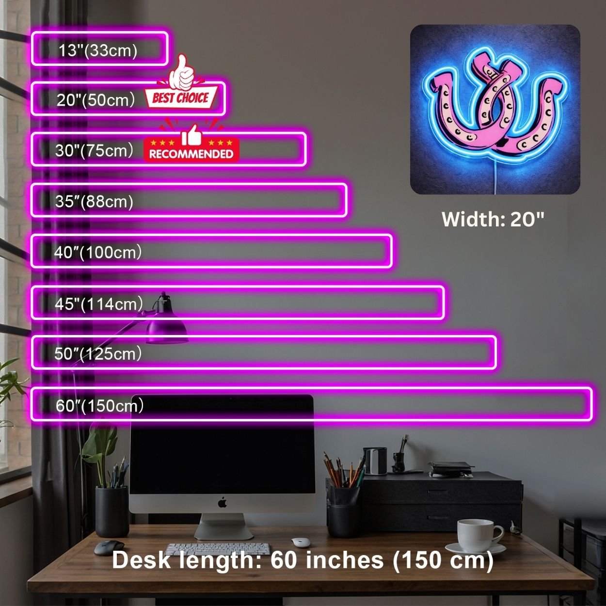 ShineNeon™ Pink Double Horseshoe LED Neon Sign Western Lucky Charm Wall Decor USB Power - Shineneon