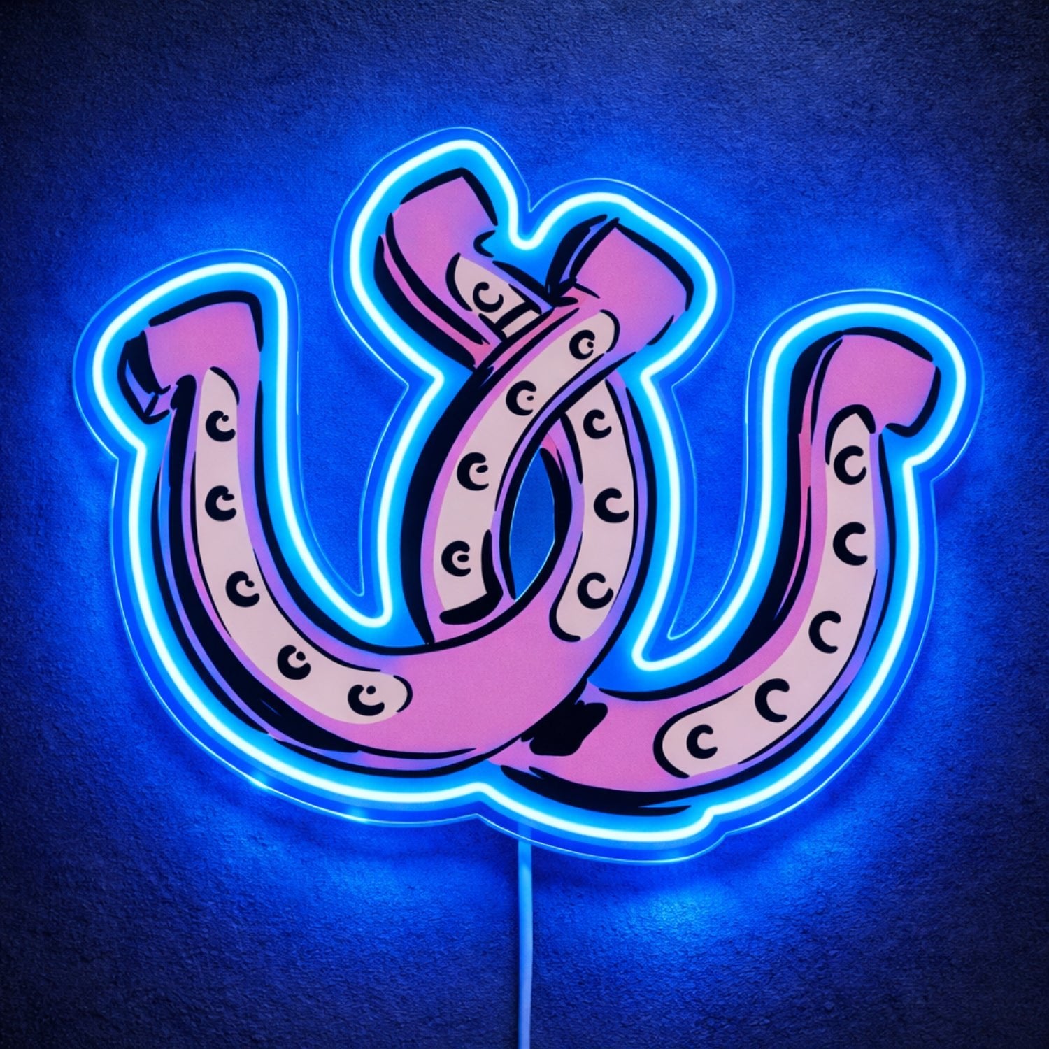 ShineNeon™ Pink Double Horseshoe LED Neon Sign Western Lucky Charm Wall Decor USB Power - Shineneon