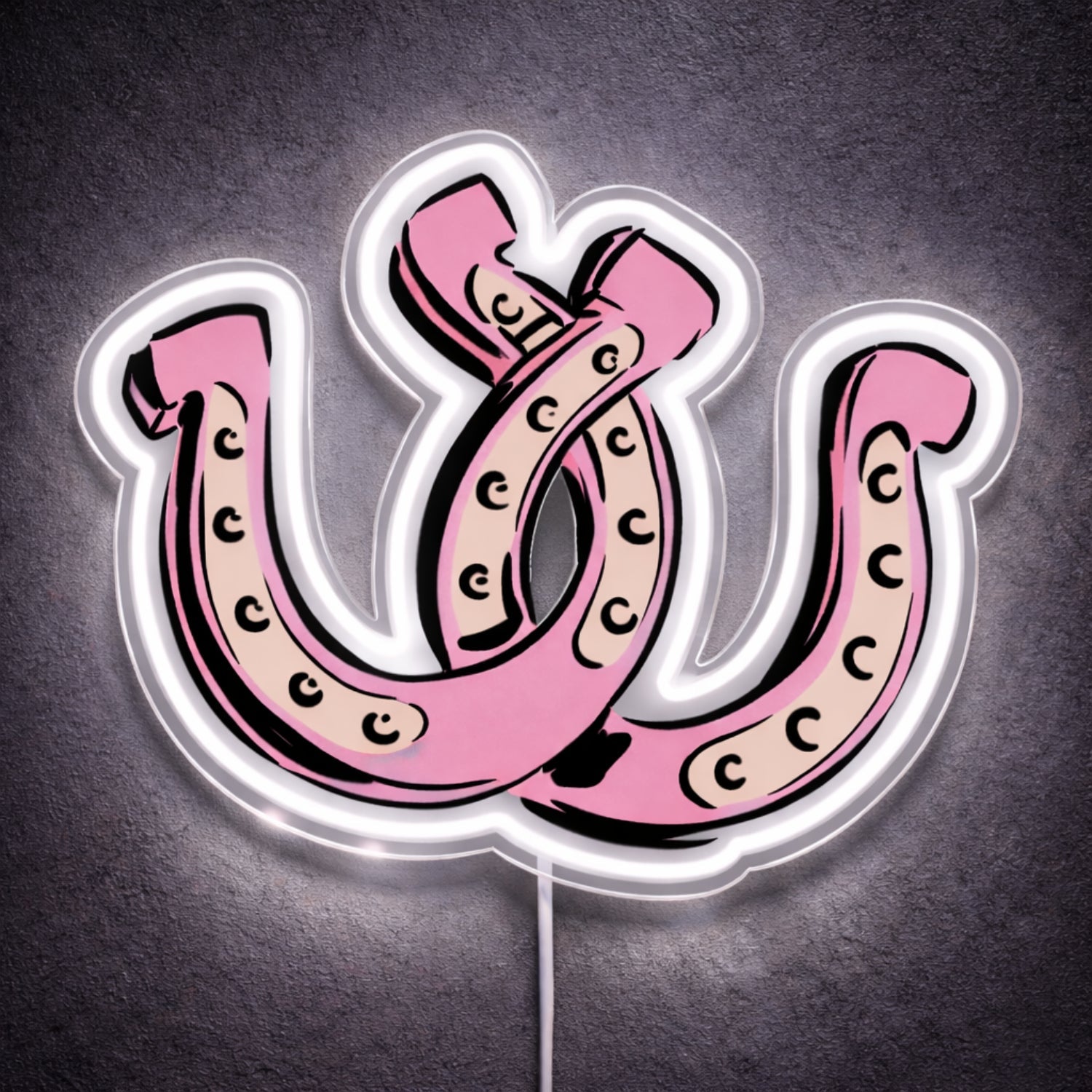 ShineNeon™ Pink Double Horseshoe LED Neon Sign Western Lucky Charm Wall Decor USB Power - Shineneon