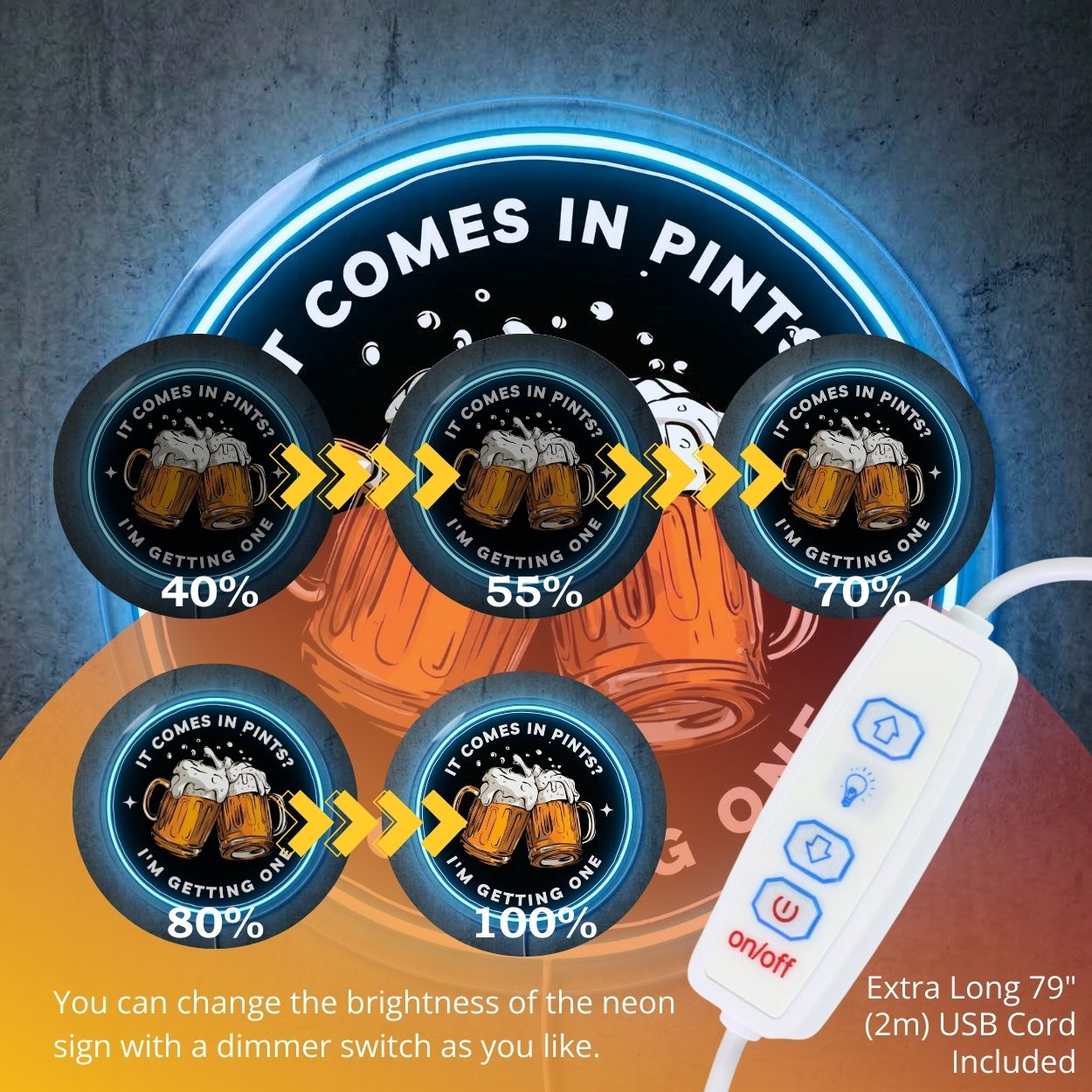 ShineNeon™ Pints Quote Neon Sign Funny Fantasy Movie Bar Decor USB Power Neon Sign - Shineneon