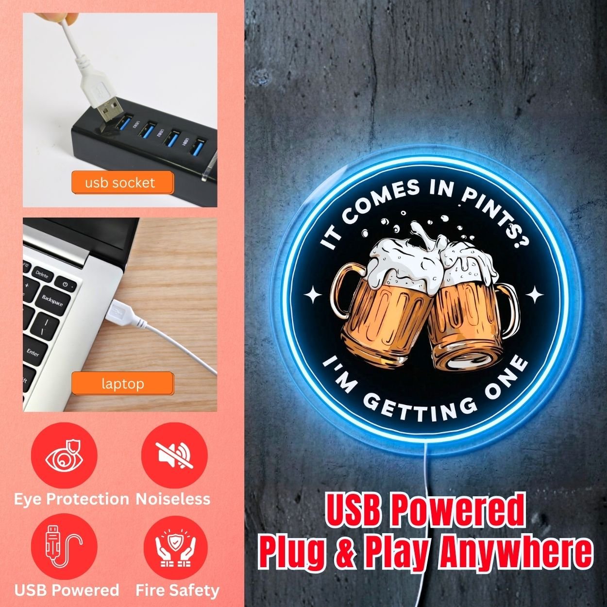 ShineNeon™ Pints Quote Neon Sign Funny Fantasy Movie Bar Decor USB Power Neon Sign - Shineneon