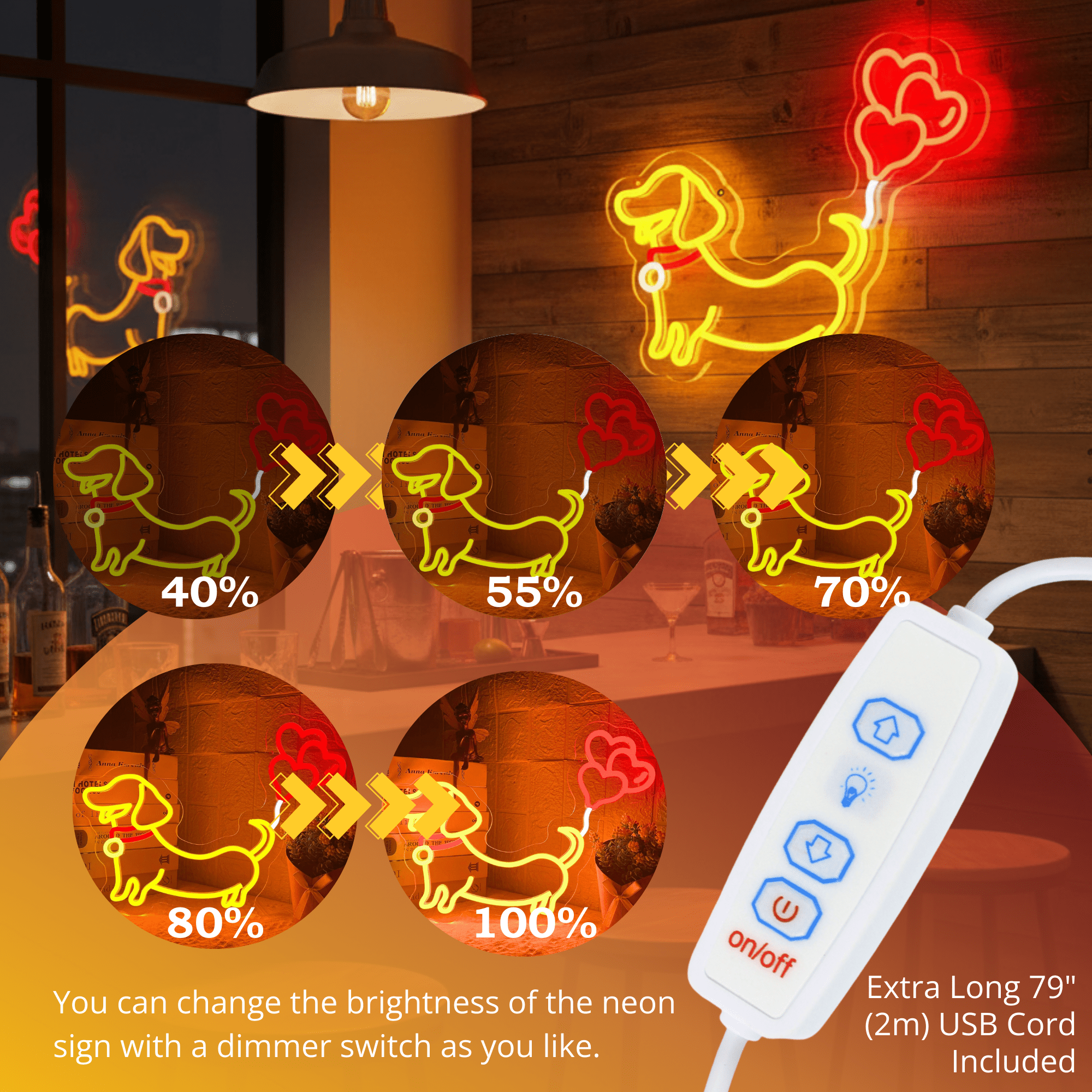 ShineNeon™ Puppy Love Dachshund LED Neon Sign - Weiner Dog Heart Wall Decor for Pet Lovers - Shineneon