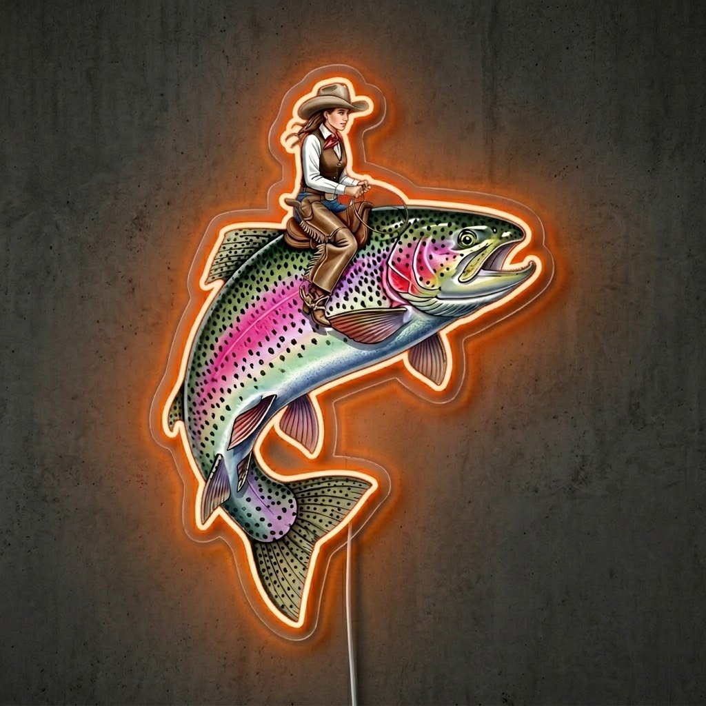 ShineNeon™ Rainbow Trout Jump neon sign USB Power - Shineneon