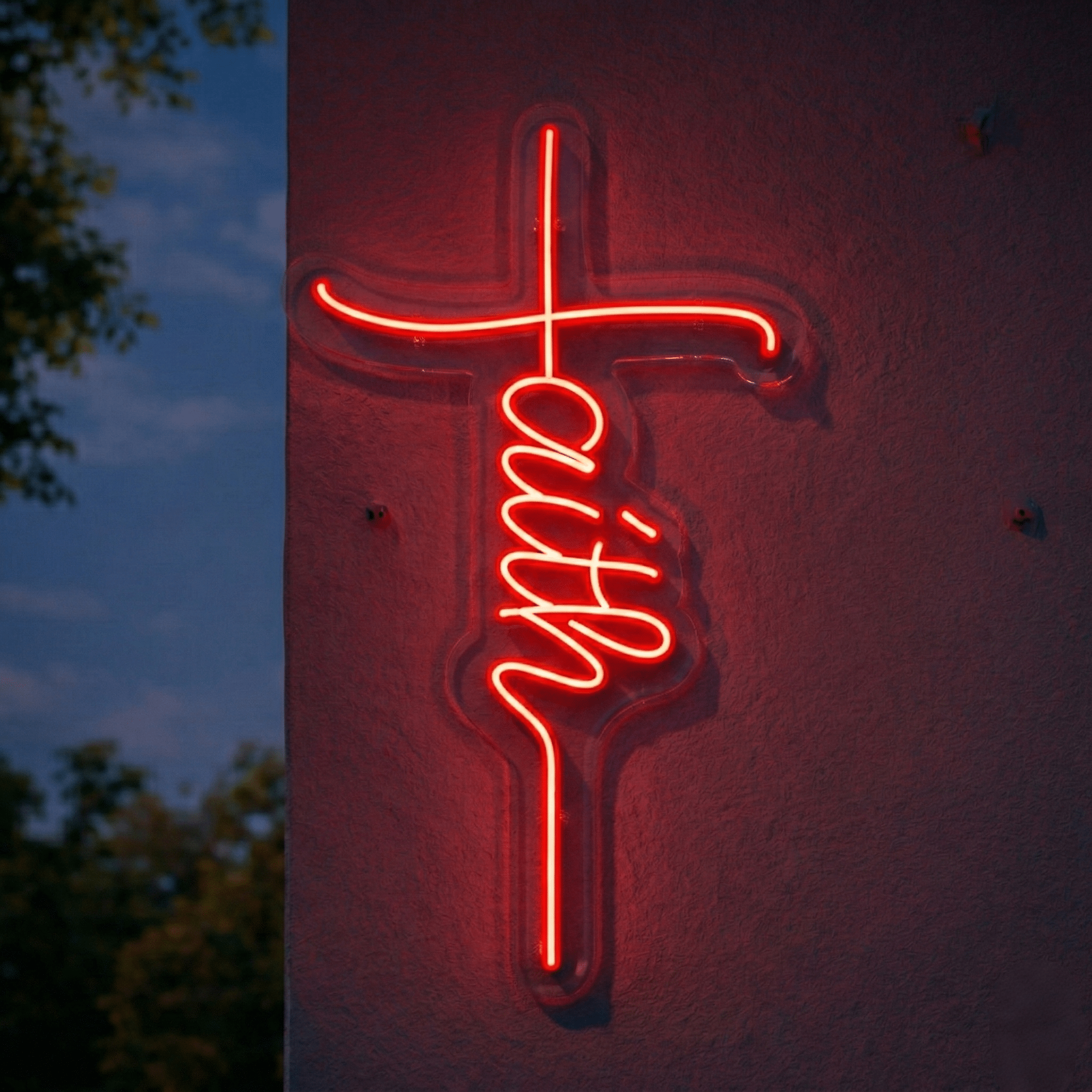 ShineNeon™ Red Faith Cross LED Neon Sign - Christian Wall Decor & Prayer Room Glow - Shineneon