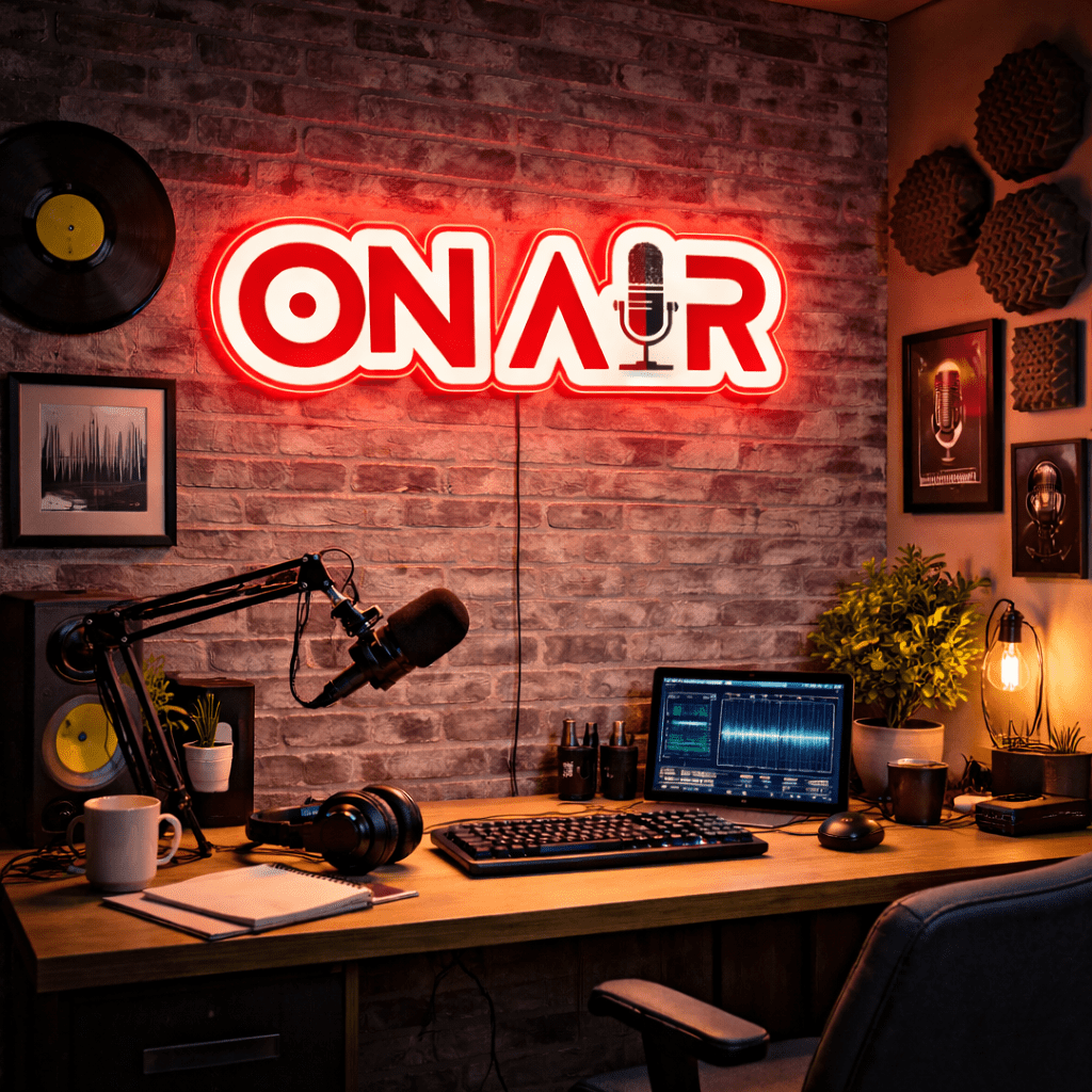 ShineNeon™ Red ON AIR LED Neon Sign - Podcast Room Wall Decor (USB Powered) - Shineneon