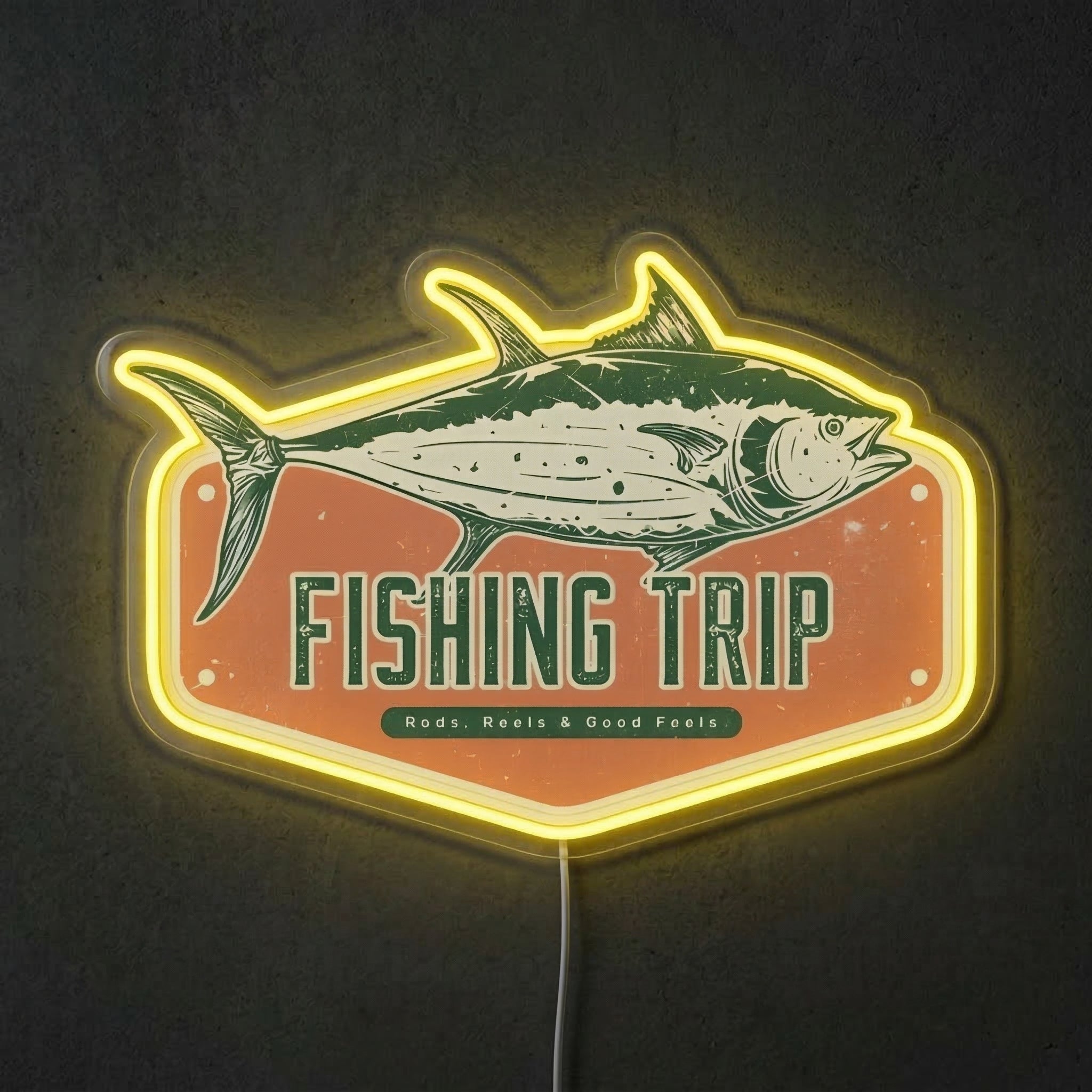 ShineNeon™ Retro Fishing Trip Neon Sign Vintage Tuna Saltwater Decor USB Powered Neon Sign - Shineneon