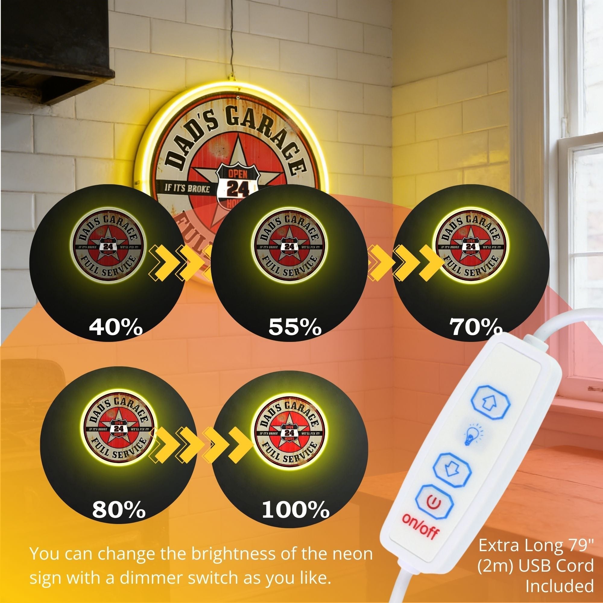 ShineNeon™ Retro Garage Neon Sign for Garage Workshop & Man Cave USB Led Neon Sign - Shineneon