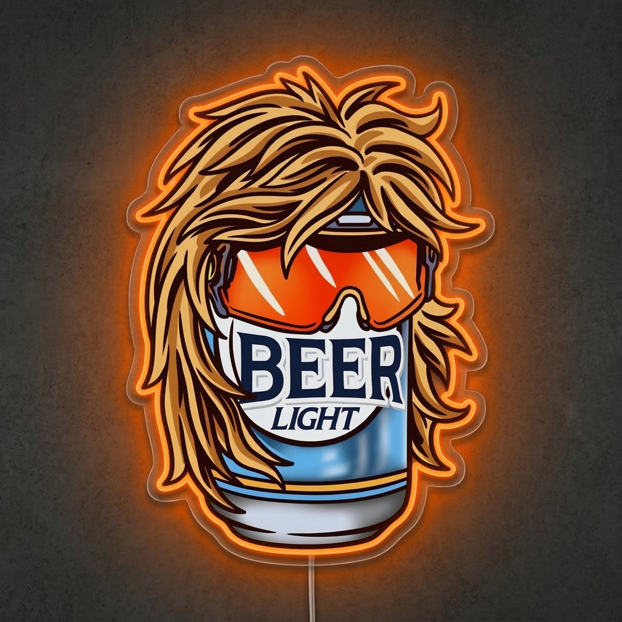 ShineNeon™ Retro Mullet Beer Can Neon Sign Funny 80s Party Man Cave Decor USB Power Neon Sign - Shineneon