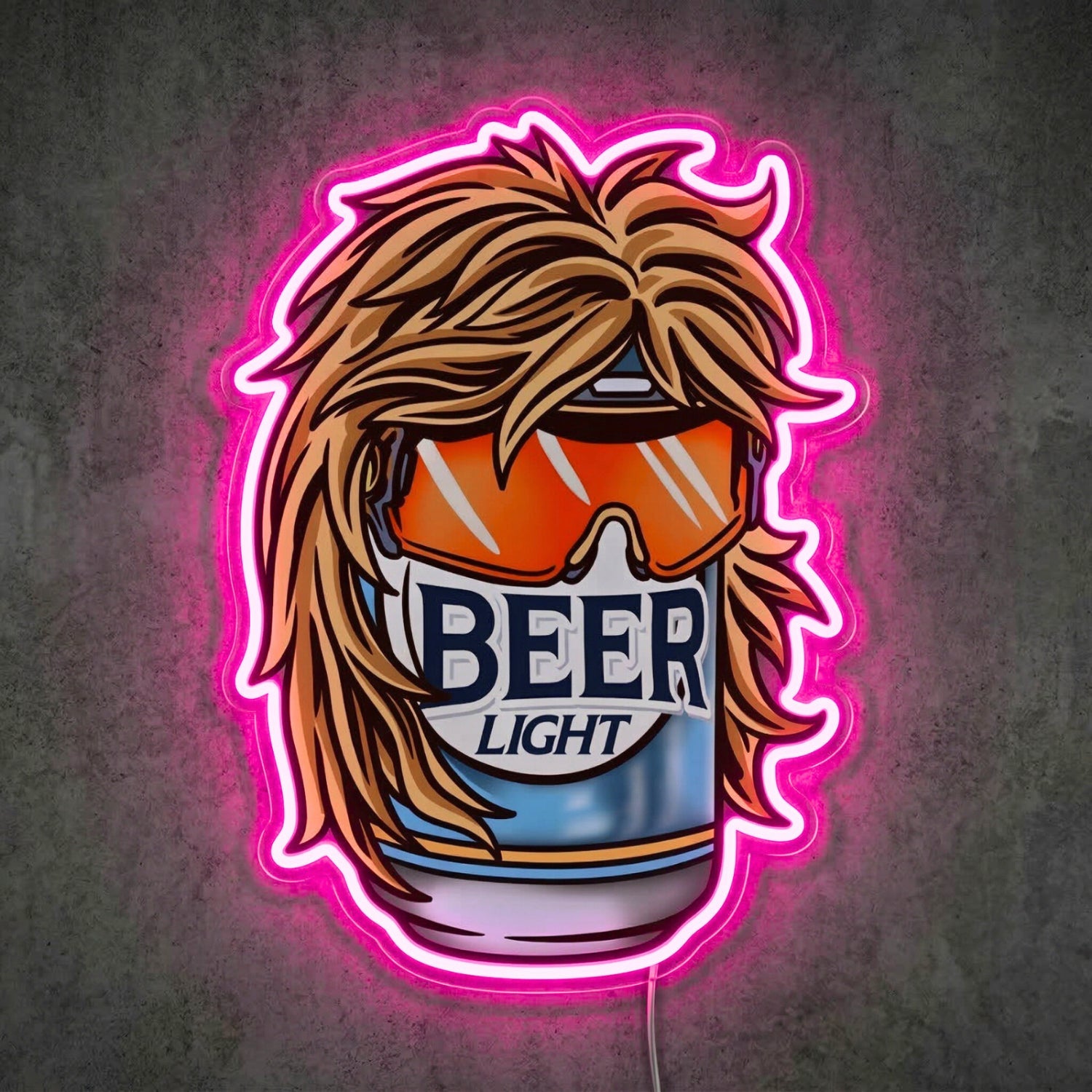 ShineNeon™ Retro Mullet Beer Can Neon Sign Funny 80s Party Man Cave Decor USB Power Neon Sign - Shineneon