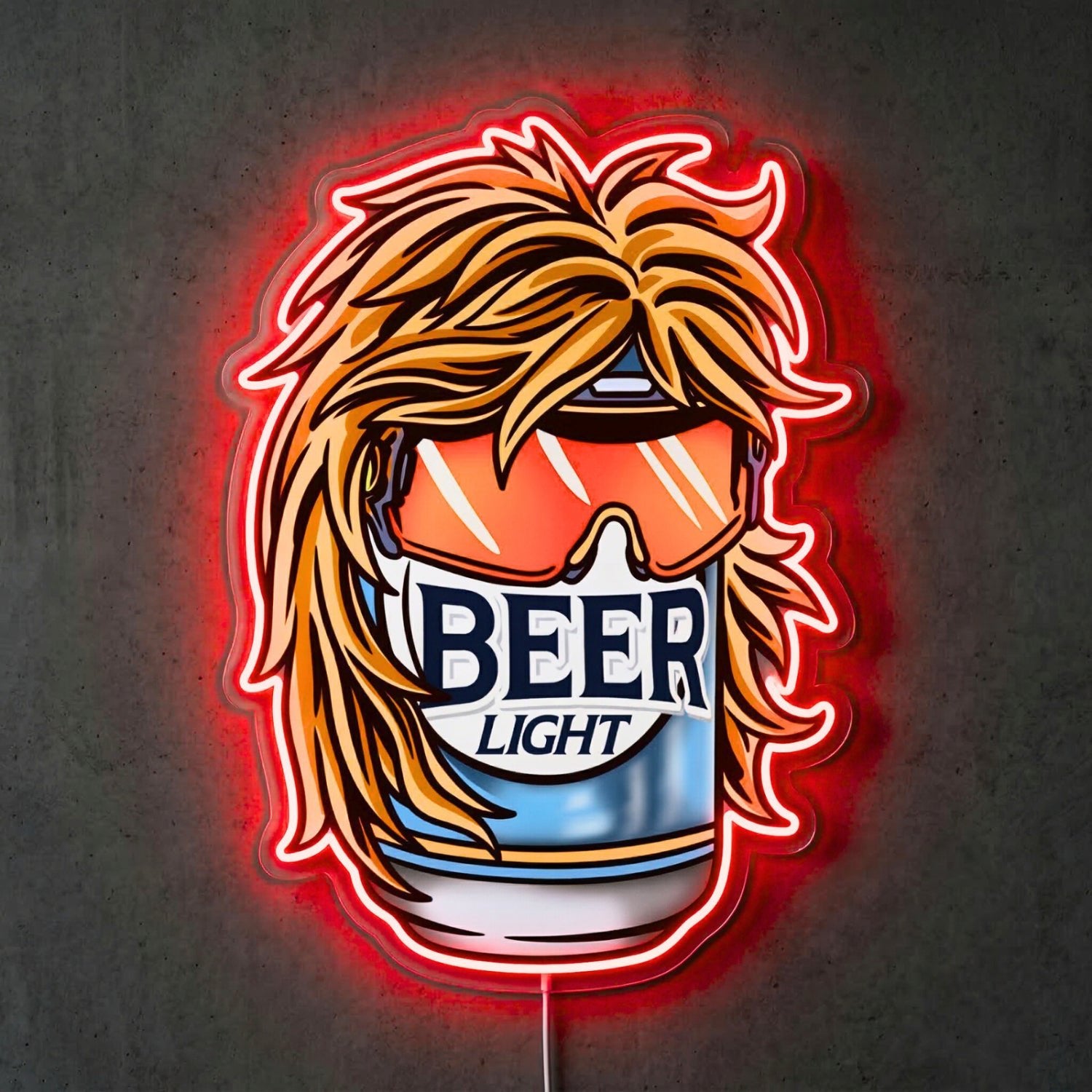 ShineNeon™ Retro Mullet Beer Can Neon Sign Funny 80s Party Man Cave Decor USB Power Neon Sign - Shineneon