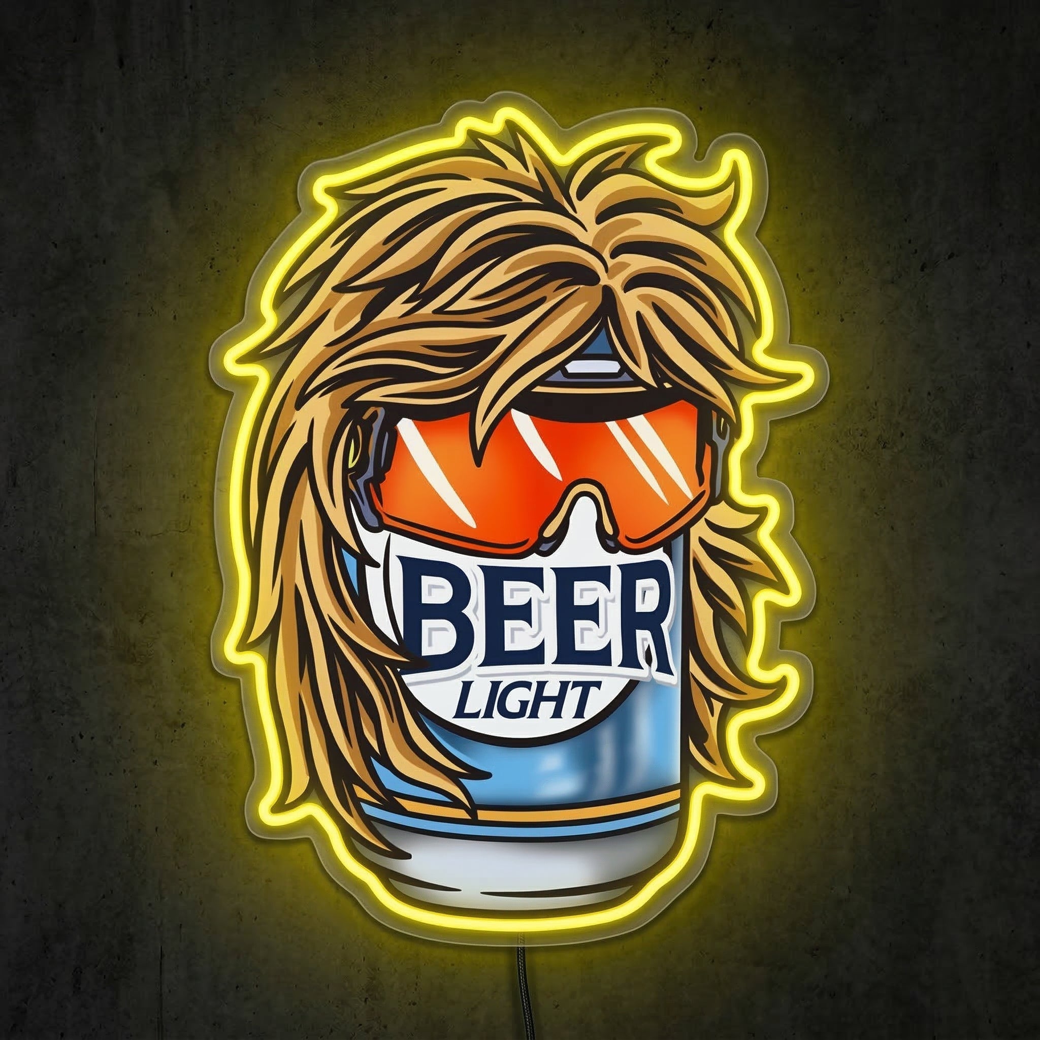 ShineNeon™ Retro Mullet Beer Can Neon Sign Funny 80s Party Man Cave Decor USB Power Neon Sign - Shineneon