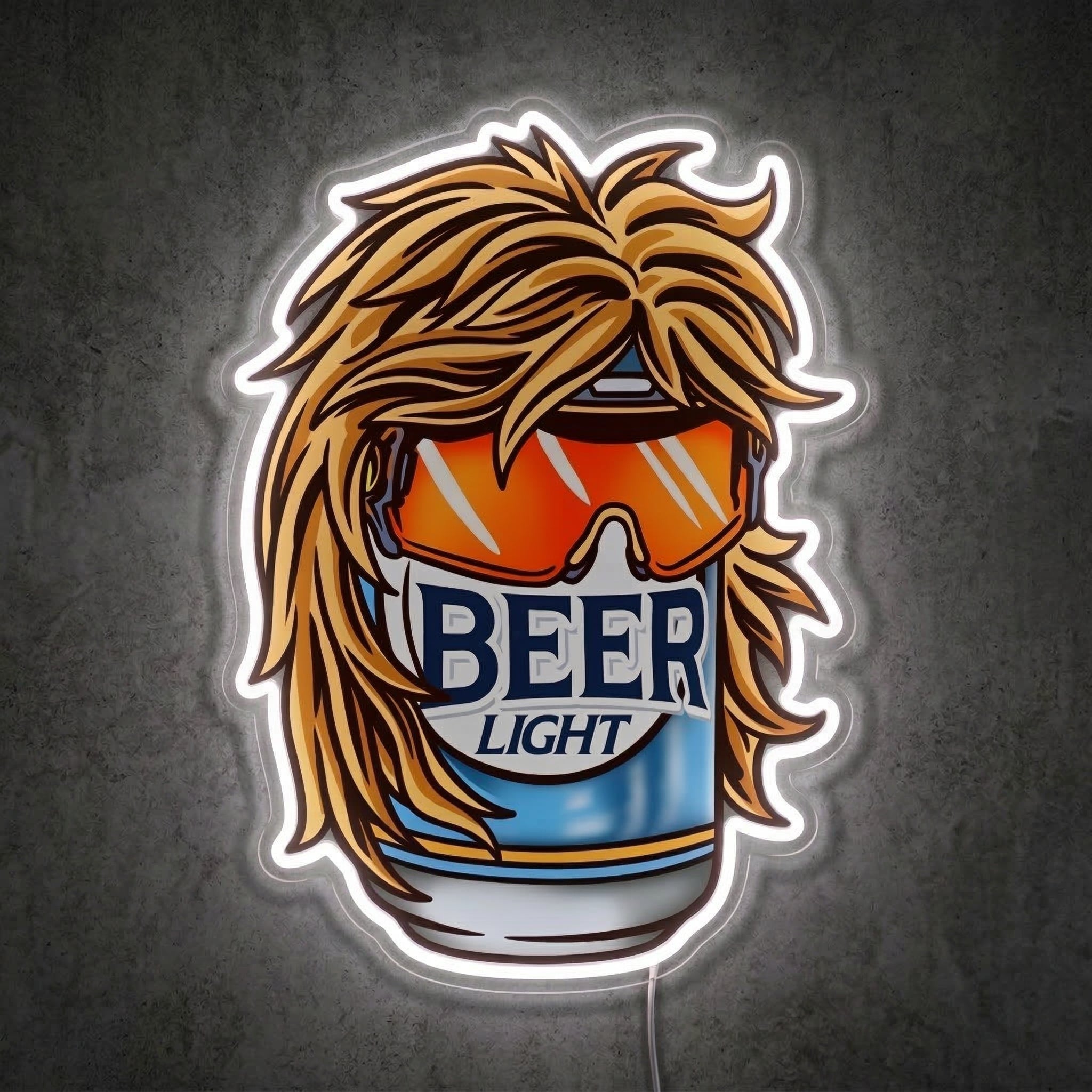 ShineNeon™ Retro Mullet Beer Can Neon Sign Funny 80s Party Man Cave Decor USB Power Neon Sign - Shineneon