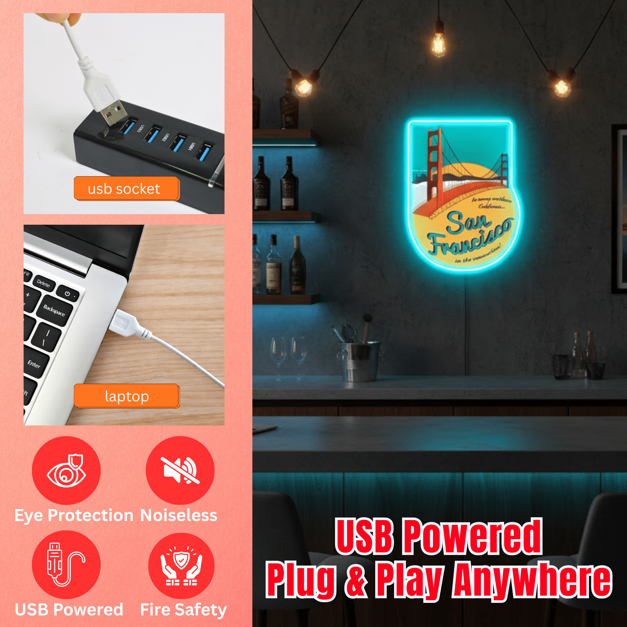 ShineNeon™ San Francisco Golden Gate Bridge LED Neon Sign - USB Power Wall Art for Home Office - Shineneon