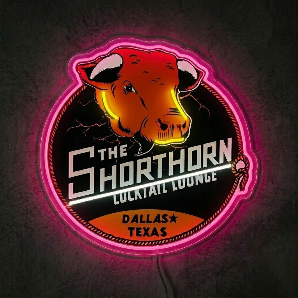ShineNeon™ Shorthorn Cocktail Lounge Texas Bull Neon Sign USB Power - Shineneon