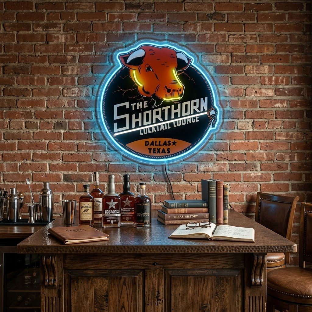ShineNeon™ Shorthorn Cocktail Lounge Texas Bull Neon Sign USB Power - Shineneon