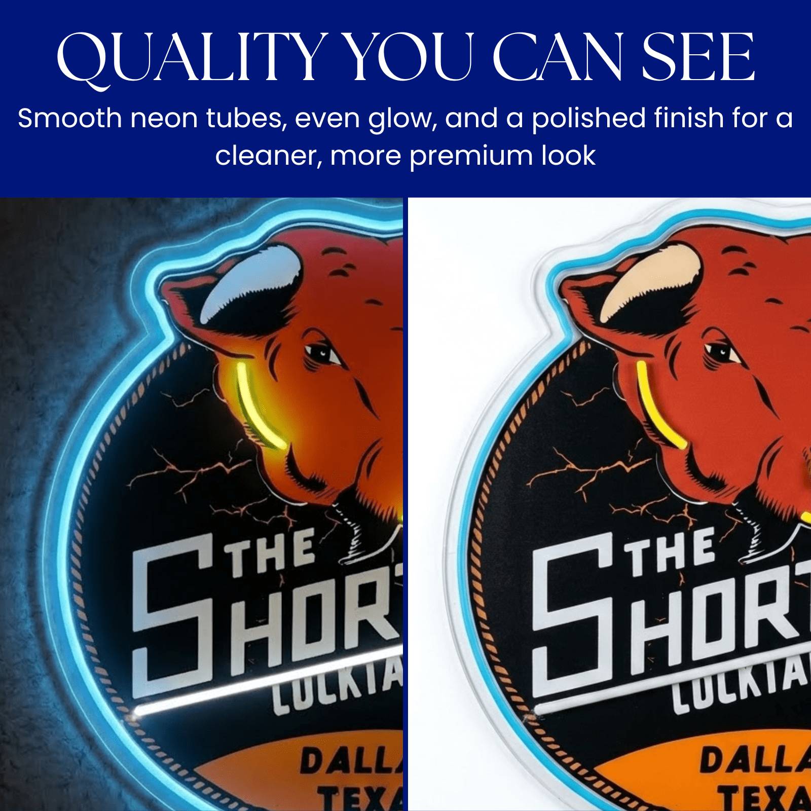 ShineNeon™ Shorthorn Cocktail Lounge Texas Bull Neon Sign USB Power - Shineneon