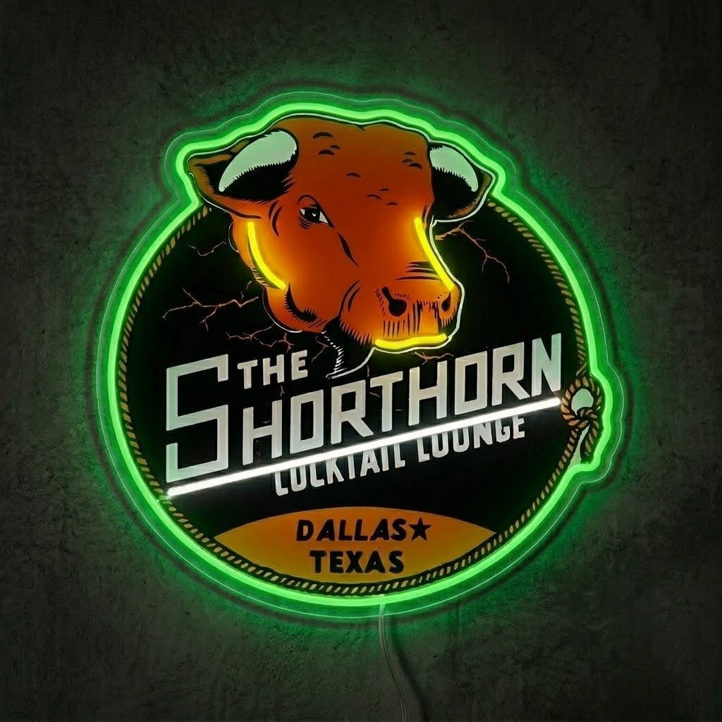 ShineNeon™ Shorthorn Cocktail Lounge Texas Bull Neon Sign USB Power - Shineneon