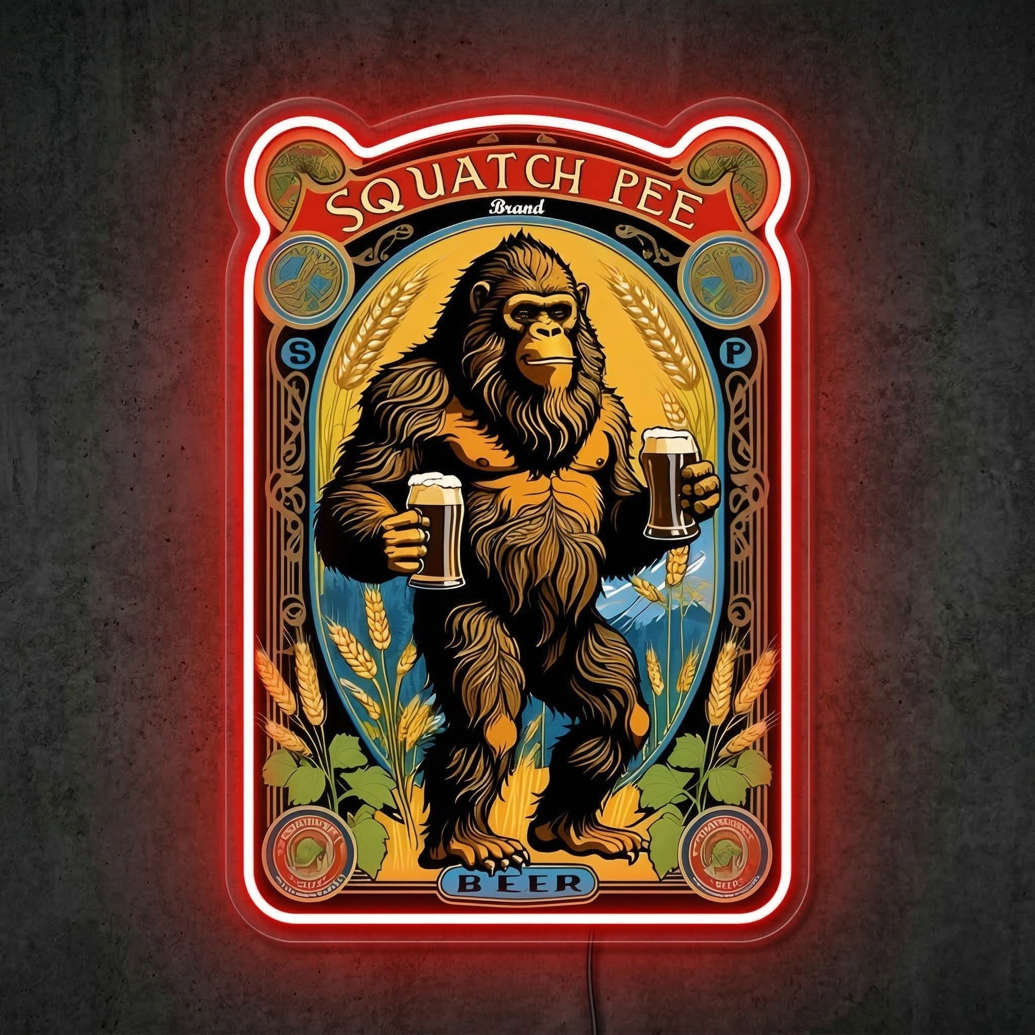 ShineNeon™ Squatch Pee Brand Neon Sign Vintage Sasquatch Brewery Decor USB Power Neon Sign - Shineneon