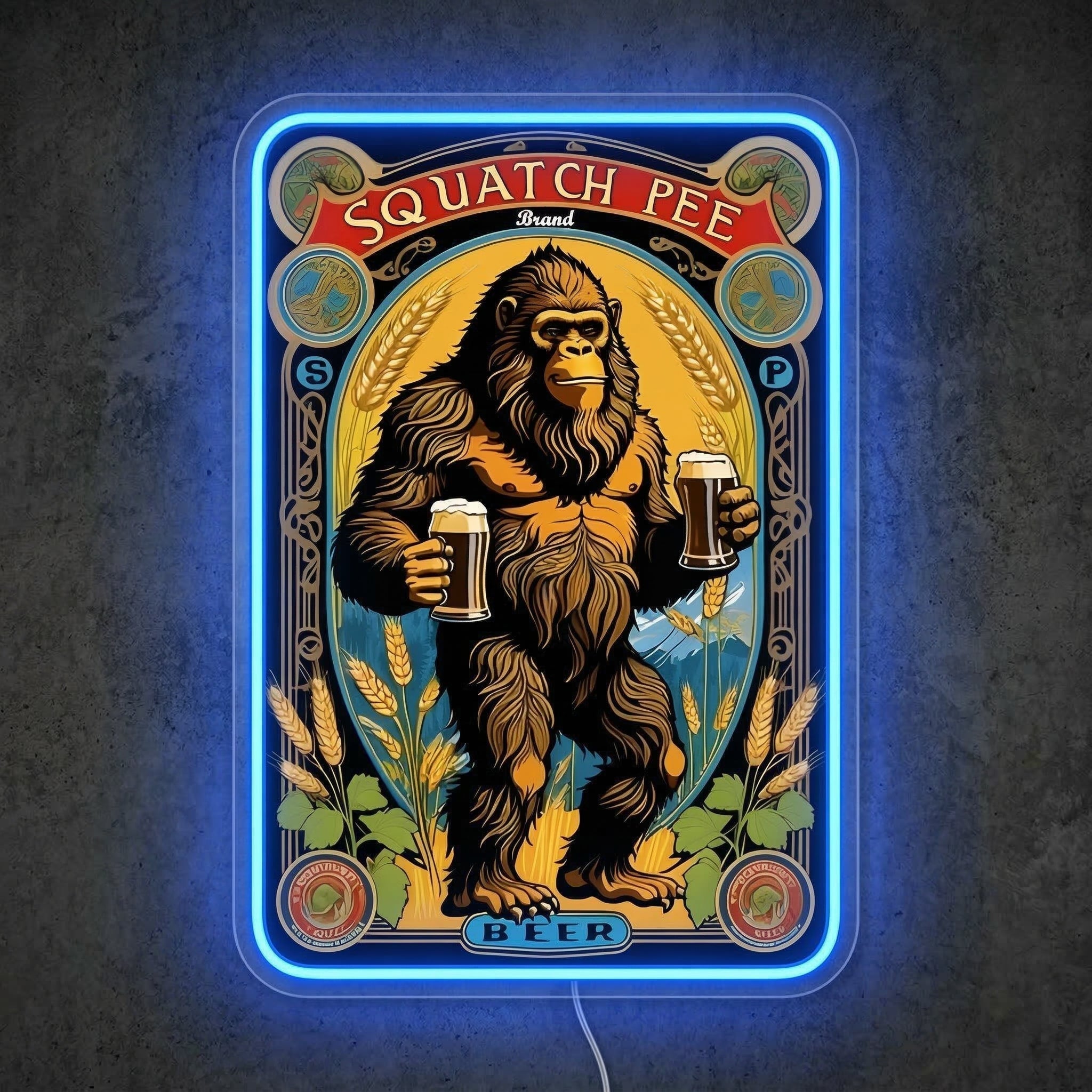 ShineNeon™ Squatch Pee Brand Neon Sign Vintage Sasquatch Brewery Decor USB Power Neon Sign - Shineneon