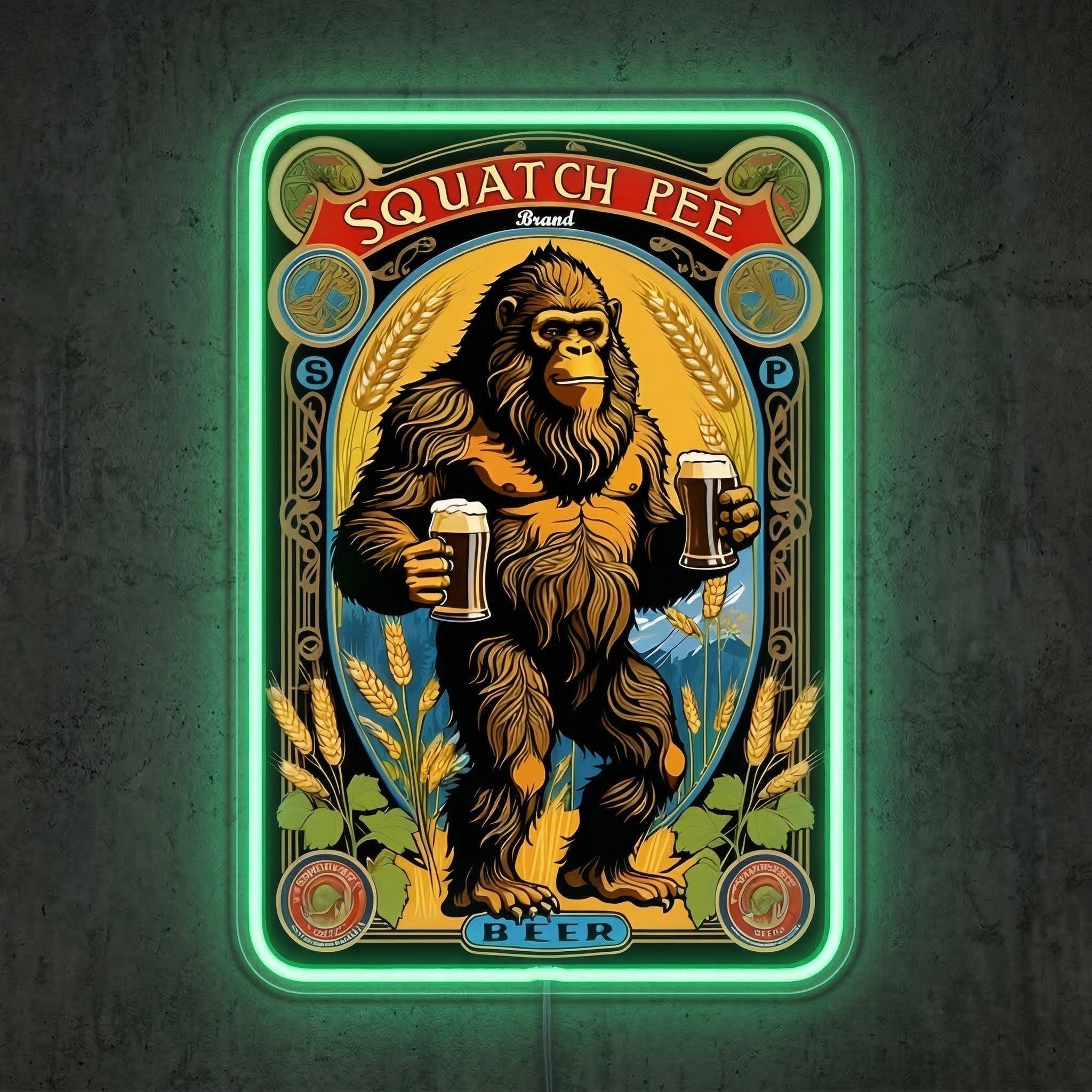 ShineNeon™ Squatch Pee Brand Neon Sign Vintage Sasquatch Brewery Decor USB Power Neon Sign - Shineneon