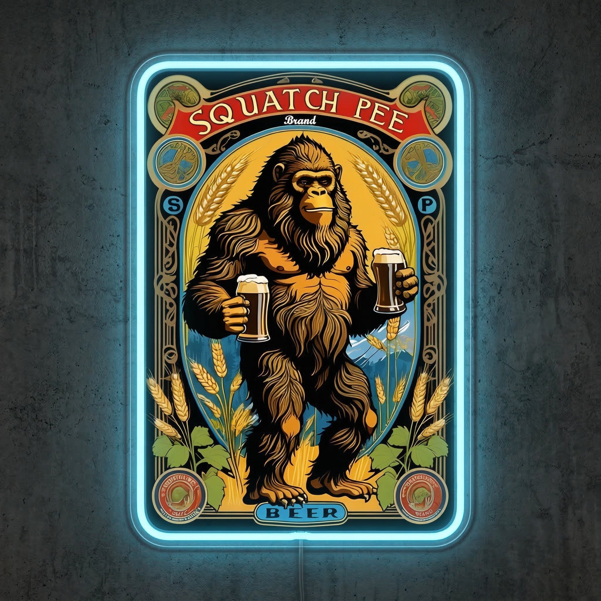 ShineNeon™ Squatch Pee Brand Neon Sign Vintage Sasquatch Brewery Decor USB Power Neon Sign - Shineneon