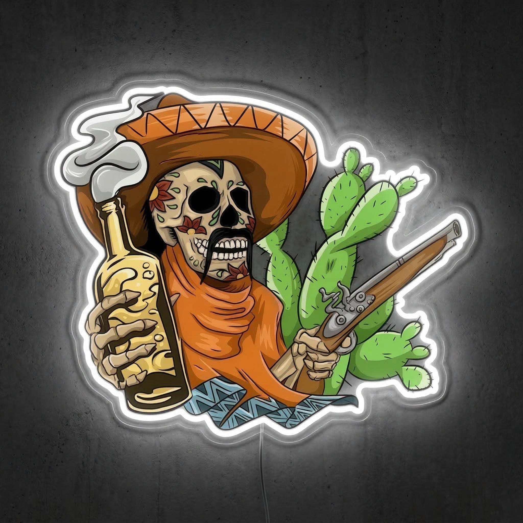 ShineNeon™ Sugar Skull Outlaw Neon Sign Desert Tequila Wall Art USB Powered Neon Sign - Shineneon