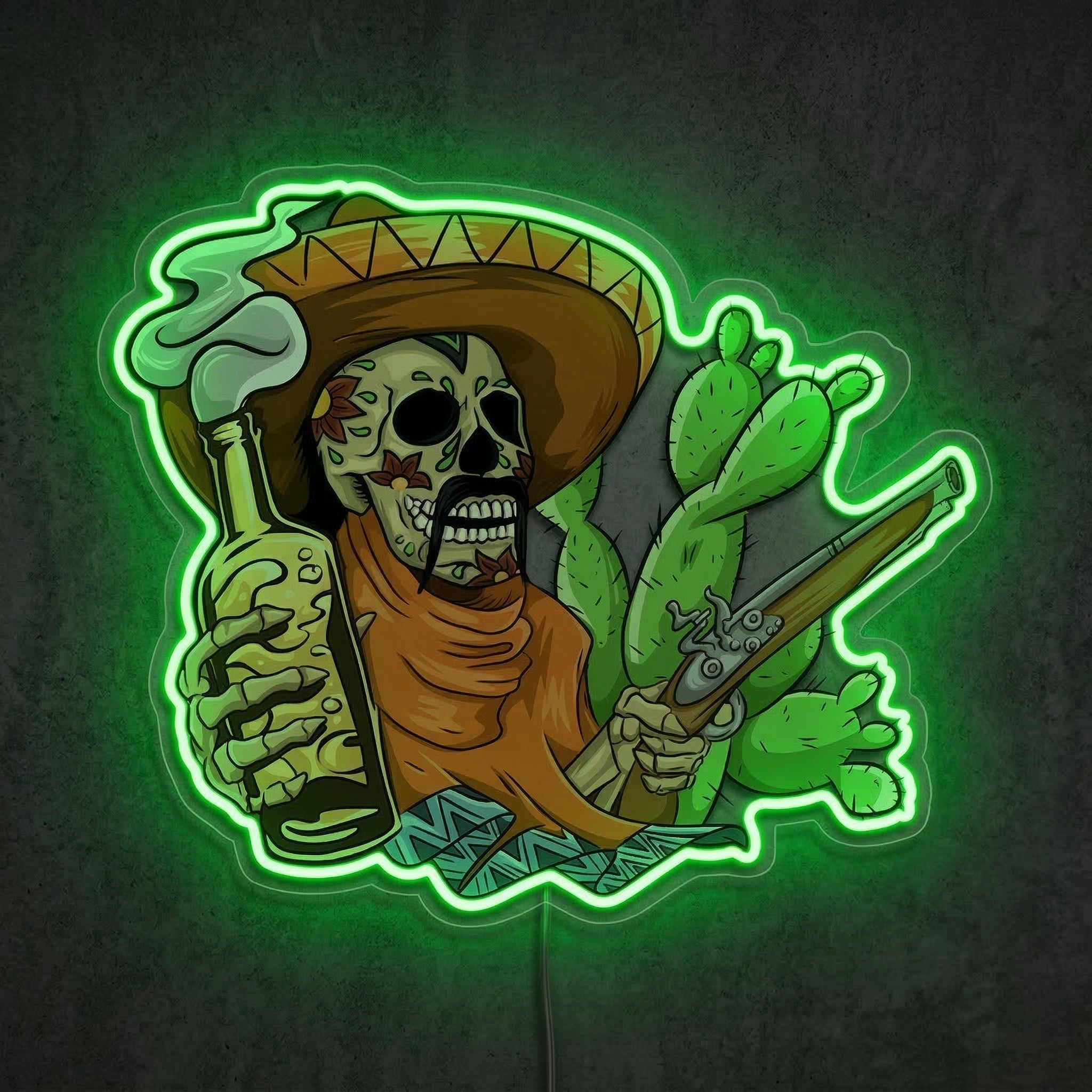 ShineNeon™ Sugar Skull Outlaw Neon Sign Desert Tequila Wall Art USB Powered Neon Sign - Shineneon